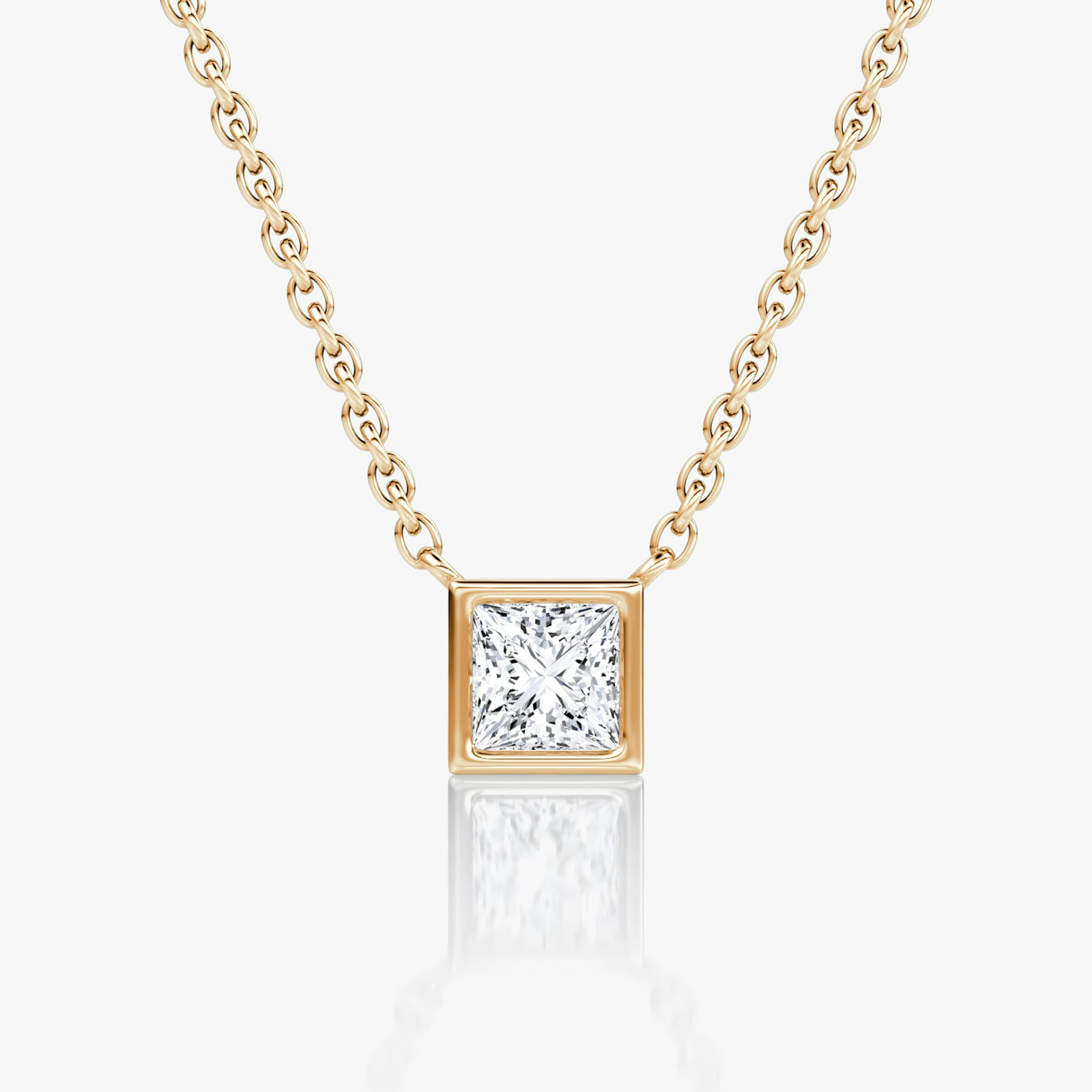 Bezel Solitaire Necklace | Princess | 14k | Rose Gold | caratWeight: 0.25ct