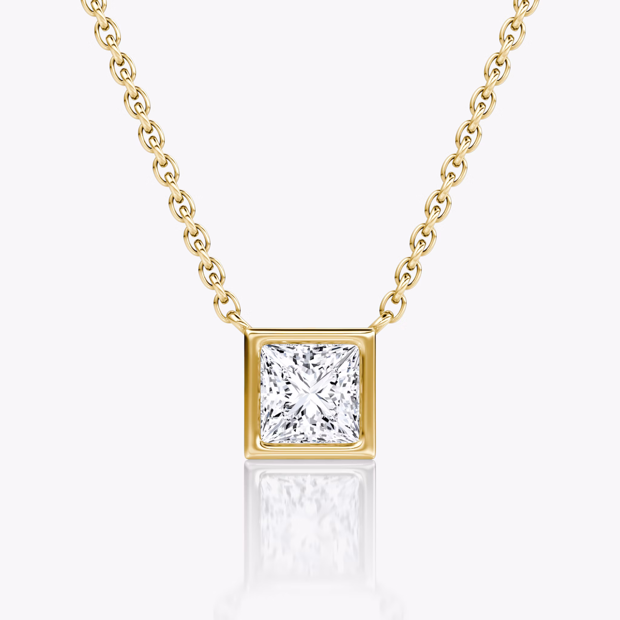 Bezel Solitaire Necklace | Princess | 14k | Yellow Gold | caratWeight: 0.50ct