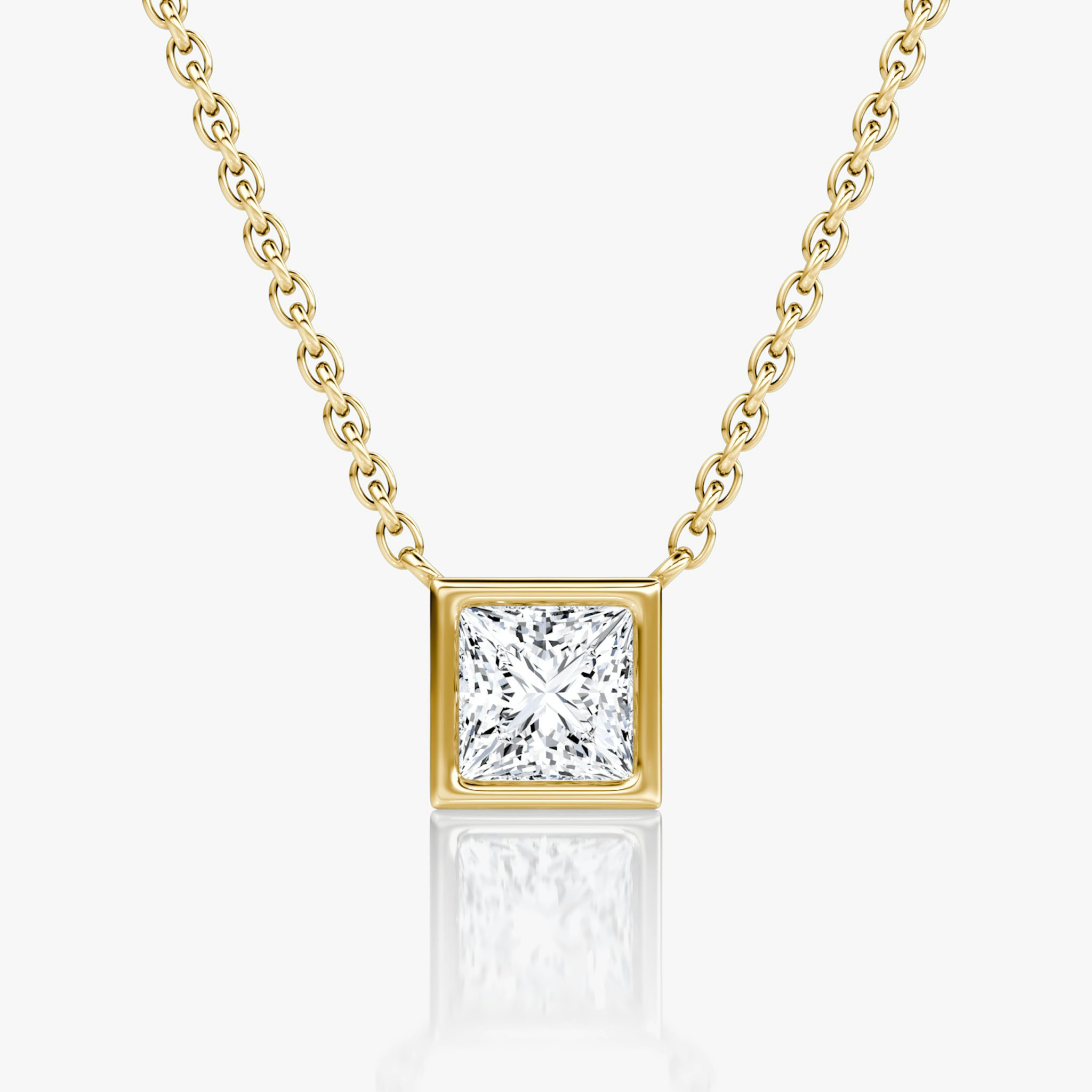 Bezel Solitaire Necklace | Princess | 14k | Yellow Gold | caratWeight: 0.50ct