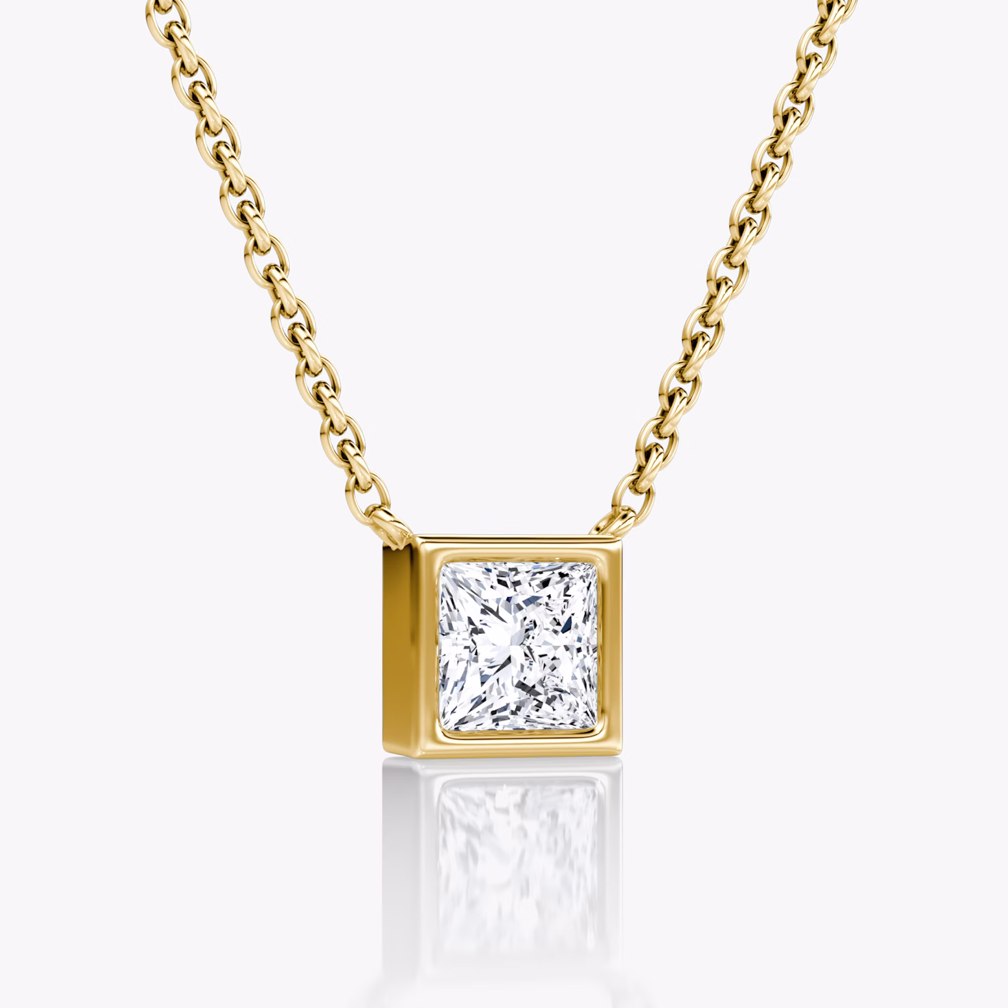 Bezel Solitaire Necklace | Princess | 14k | Yellow Gold | caratWeight: 0.50ct