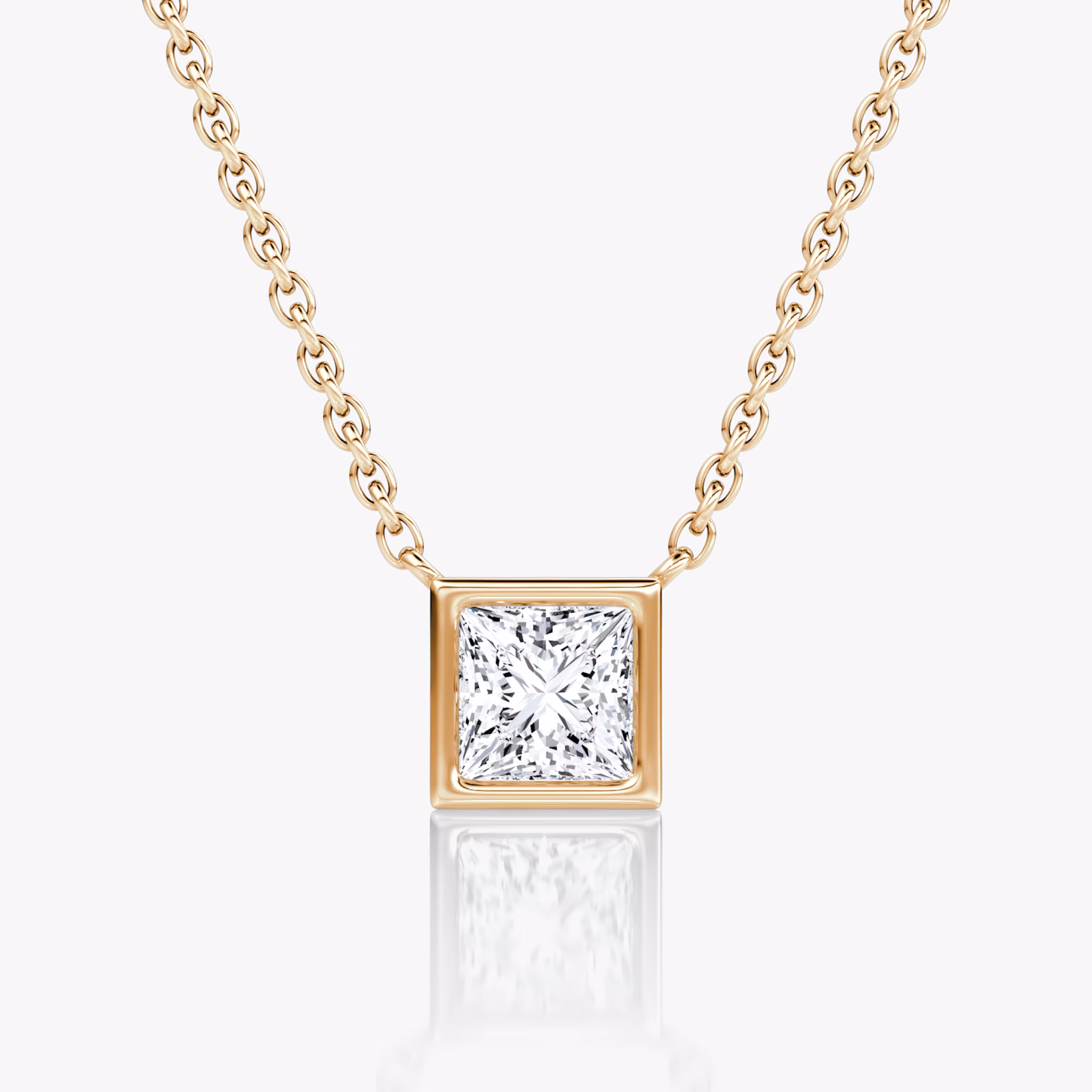 Bezel Solitaire Necklace | Princess | 14k | Rose Gold | caratWeight: 0.50ct