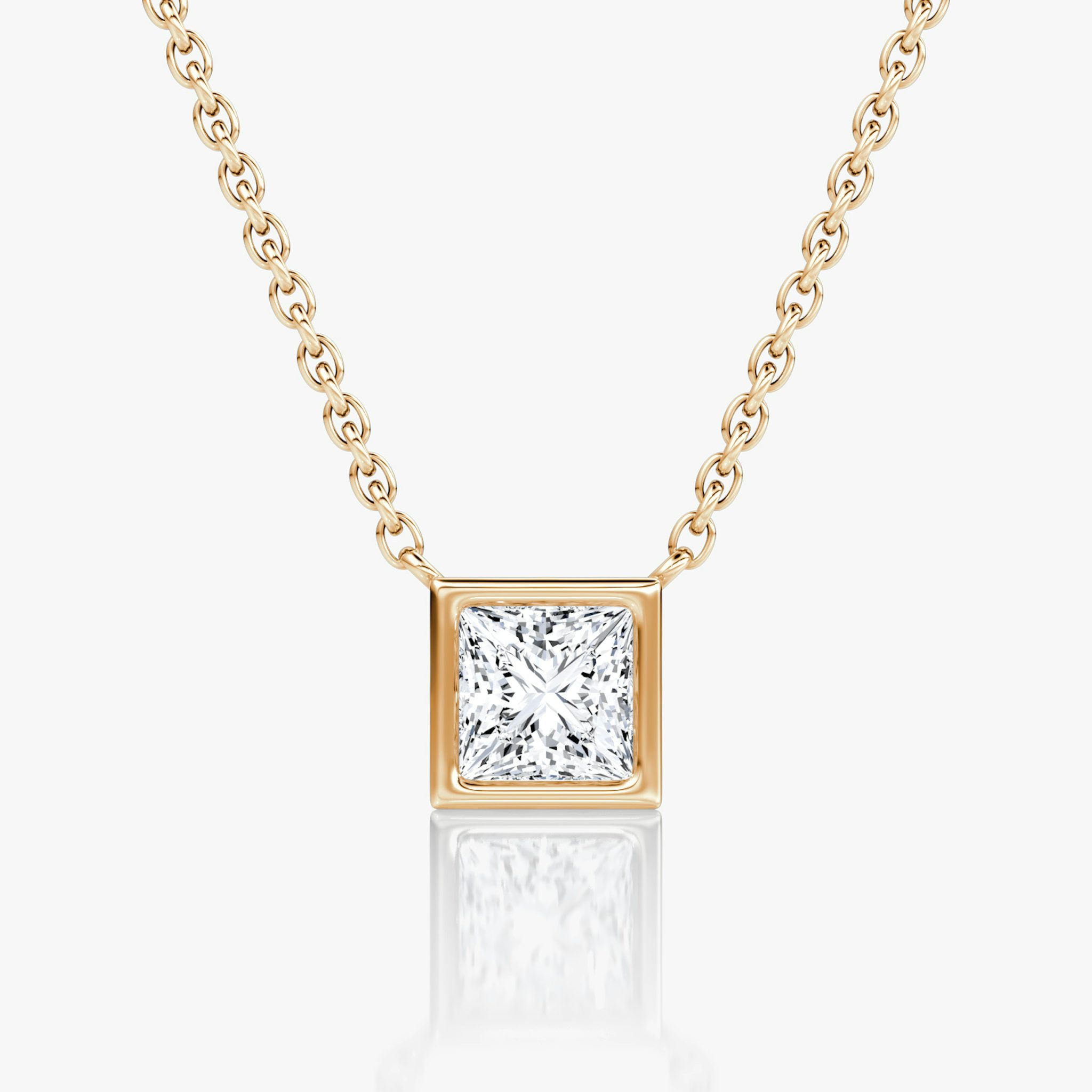 Bezel Solitaire Necklace | Princess | 14k | Rose Gold | caratWeight: 0.50ct