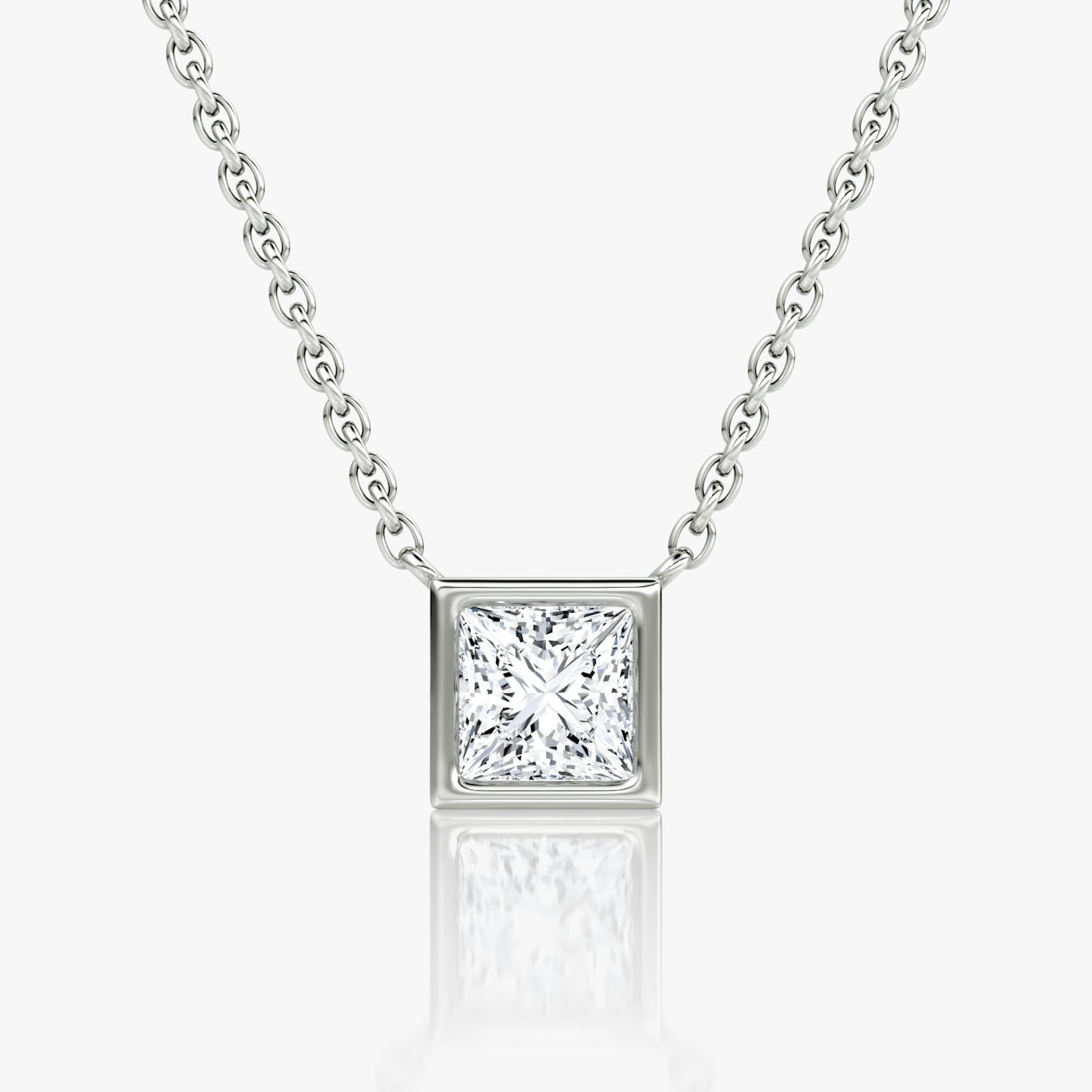 Bezel Solitaire Necklace | Princess | 14k | White Gold | caratWeight: 0.50ct