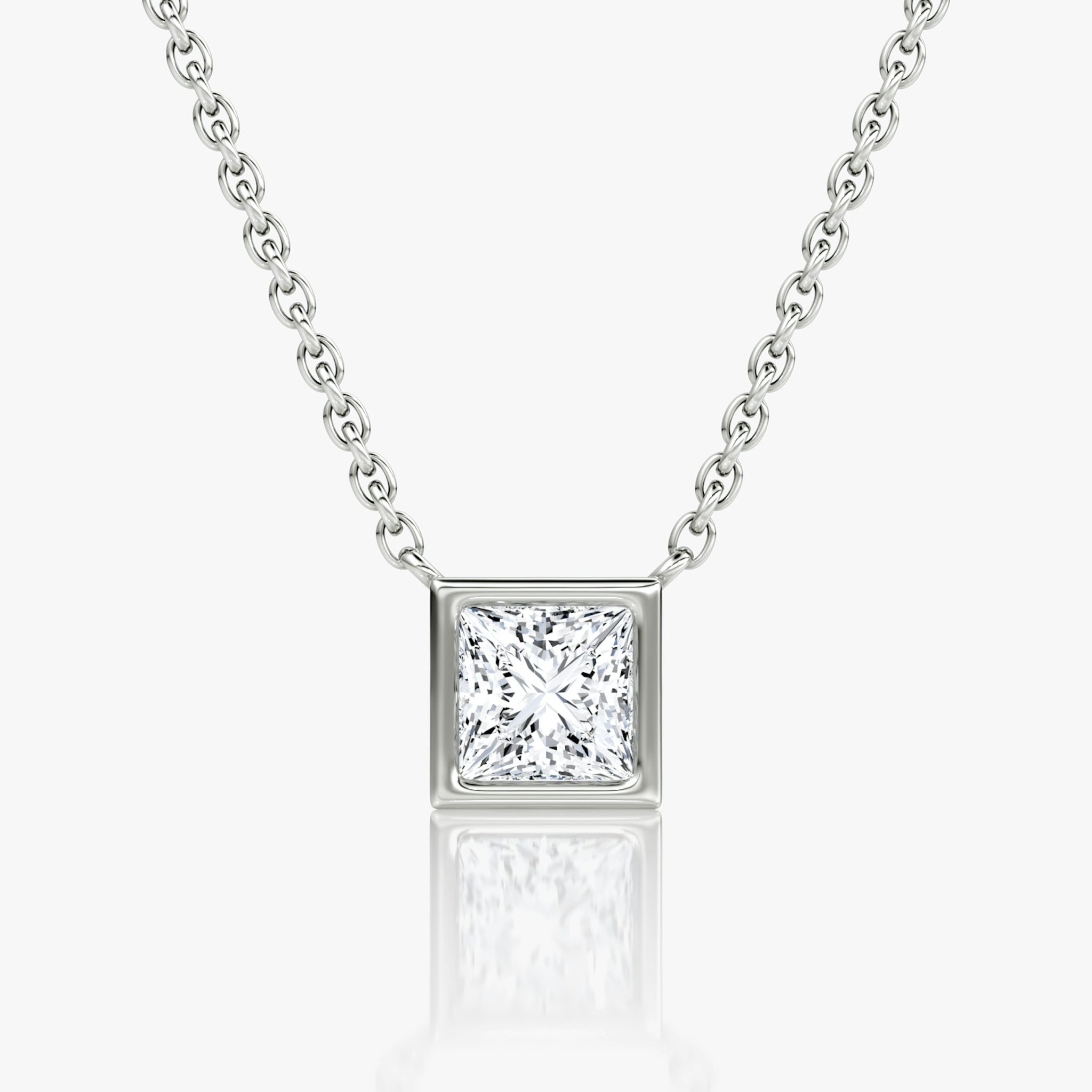 Bezel Solitaire Necklace | Princess | 14k | White Gold | caratWeight: 0.50ct