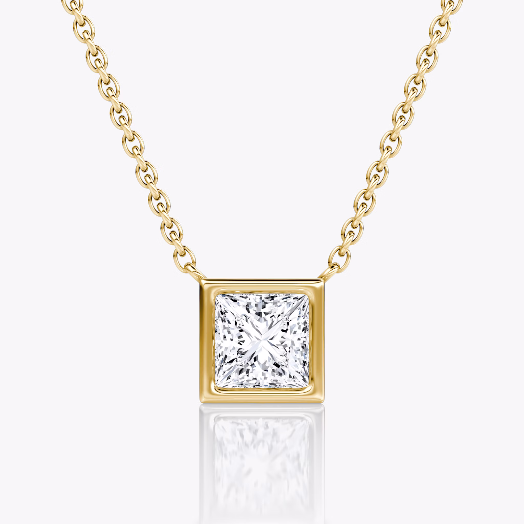 Bezel Solitaire Necklace | Princess | 14k | Yellow Gold | caratWeight: 0.75ct