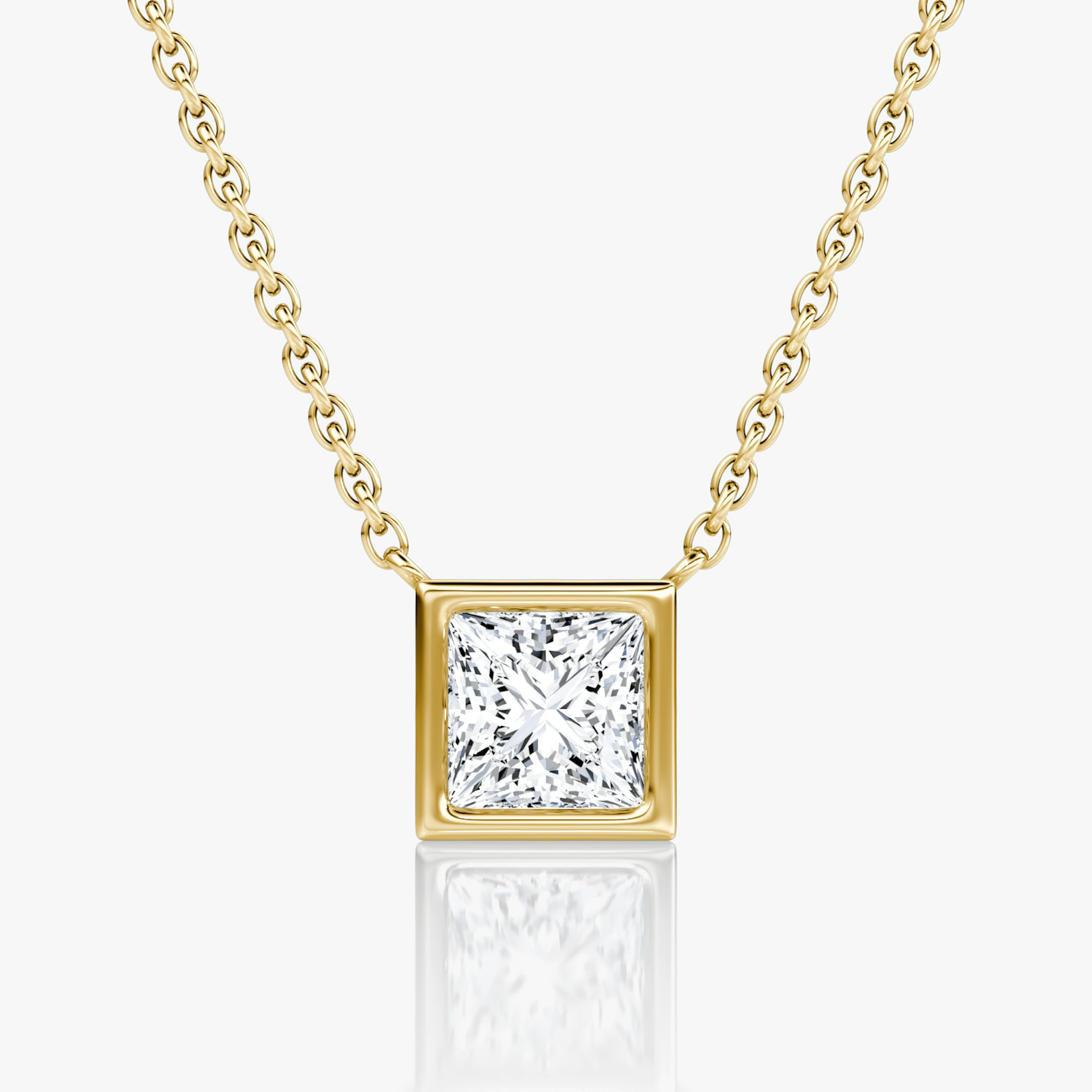 Bezel Solitaire Necklace | Princess | 14k | Yellow Gold | caratWeight: 0.75ct