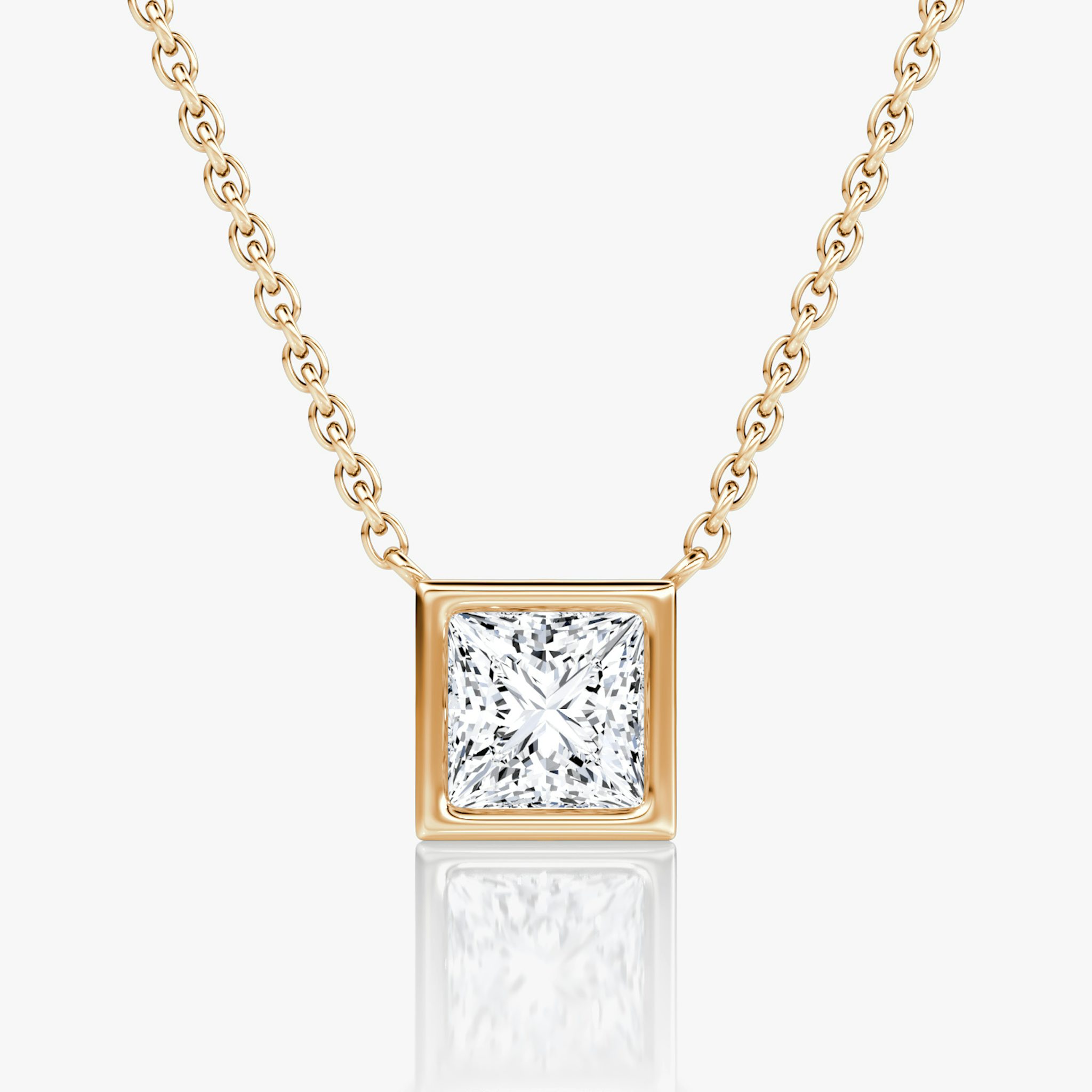Bezel Solitaire Necklace | Princess | 14k | Rose Gold | caratWeight: 0.75ct