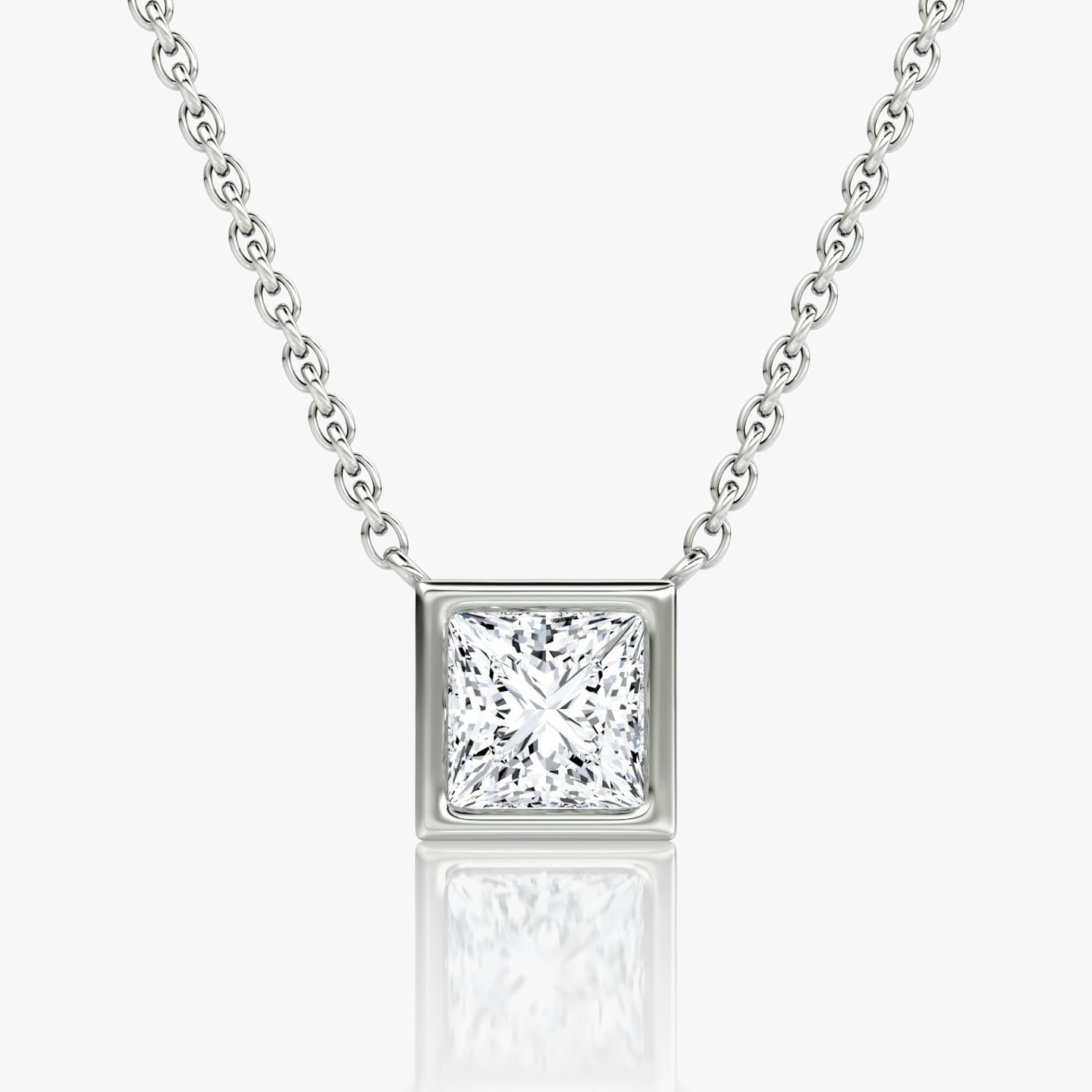 Collar Bezel Solitario | Princesa | 14k | Oro blanco | caratWeight: 0.75ct