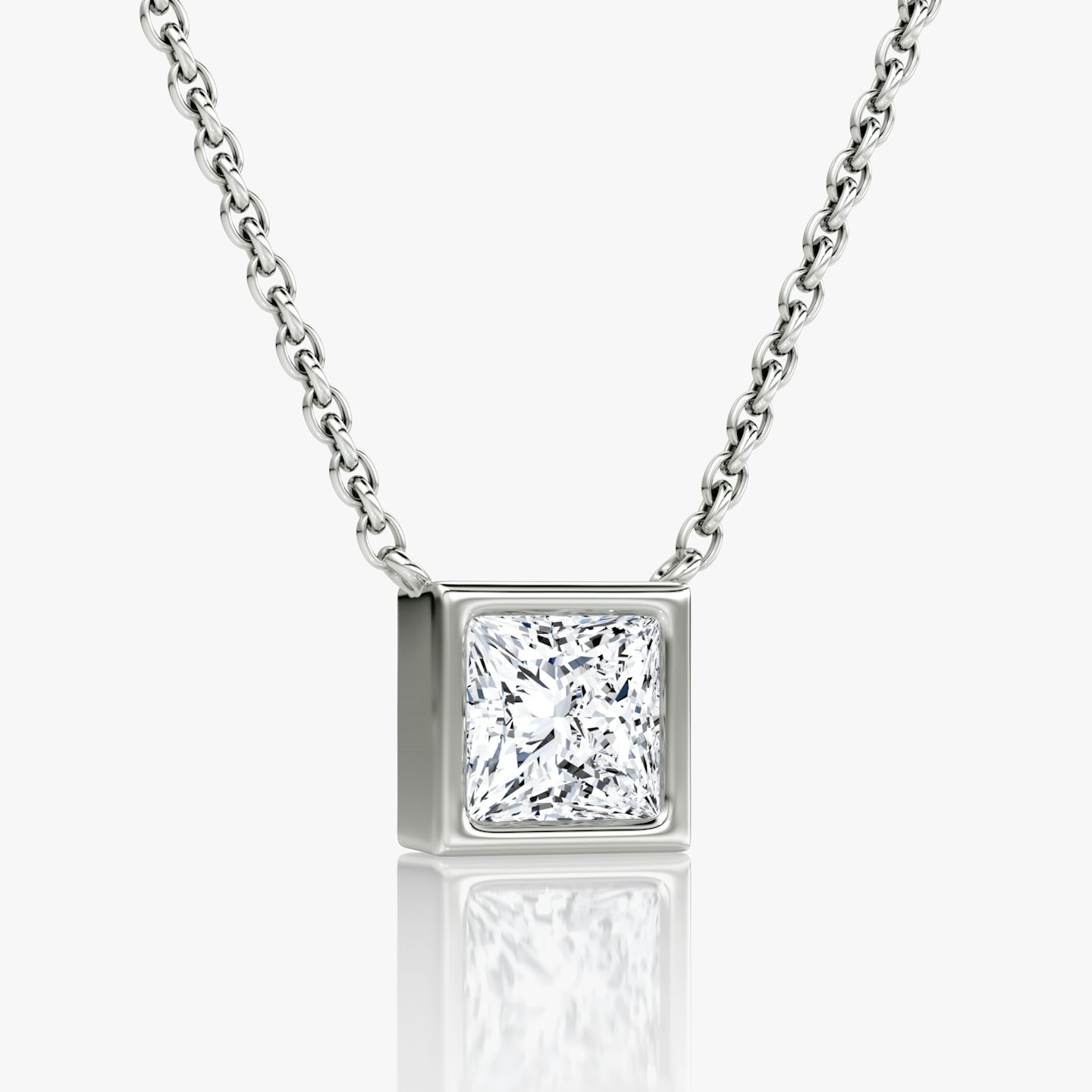 Collar Bezel Solitario | Princesa | 14k | Oro blanco | caratWeight: 0.75ct