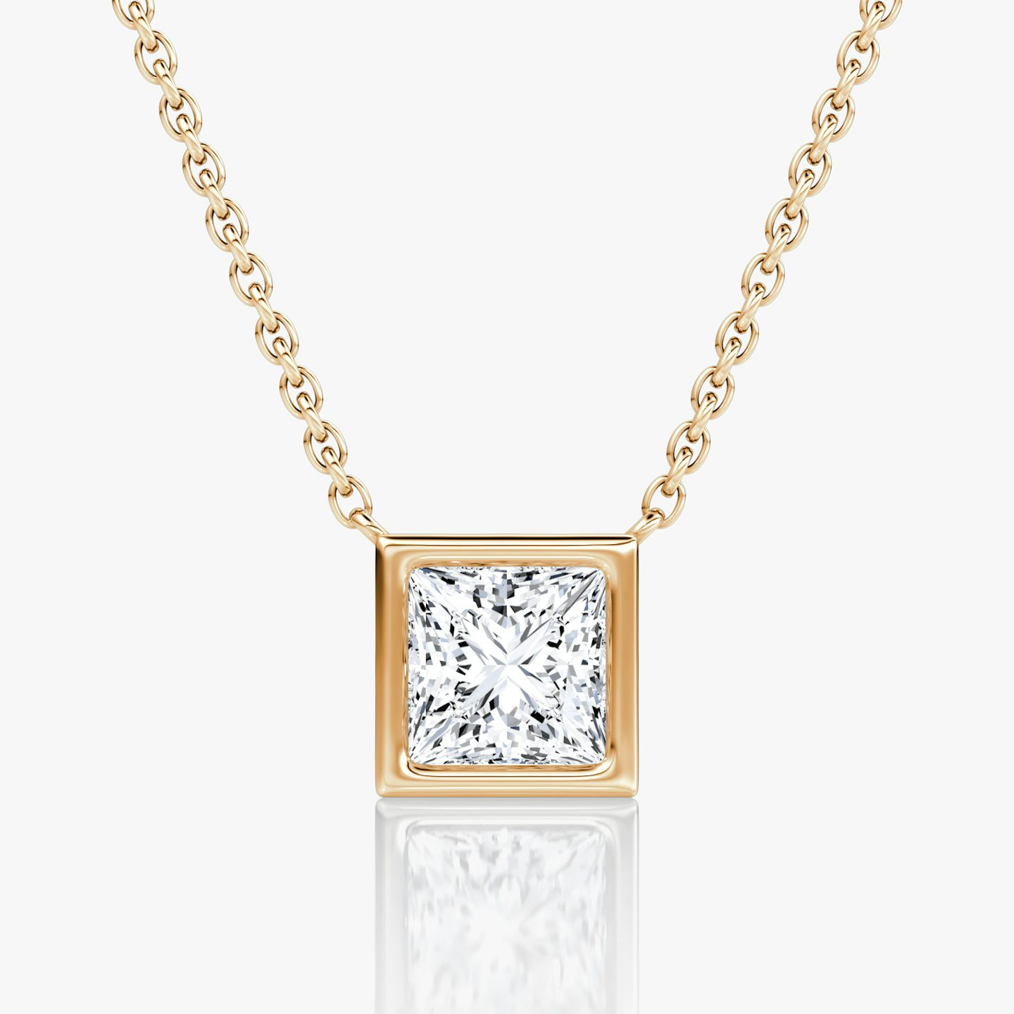Bezel Solitaire Necklace | Princess | 14k | Rose Gold | caratWeight: 1.0ct