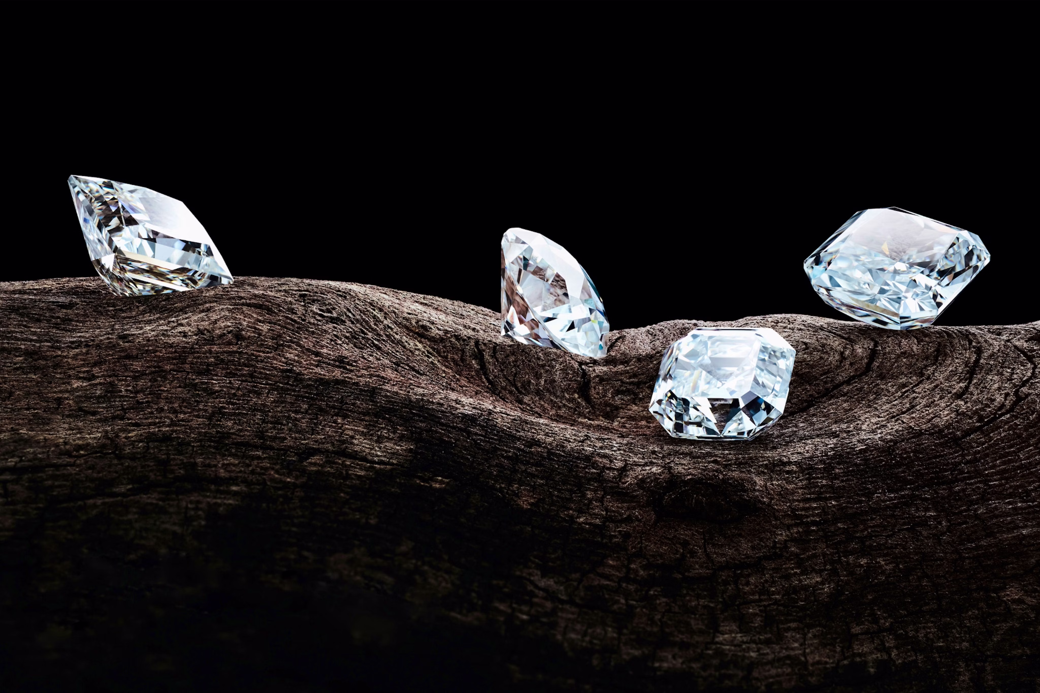 four lab grown diamonds with excellent cuts and above