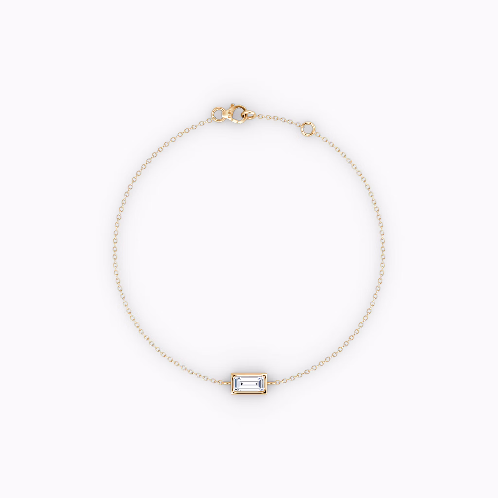 Bezel Solitaire Bracelet Baguette | Rose Gold
