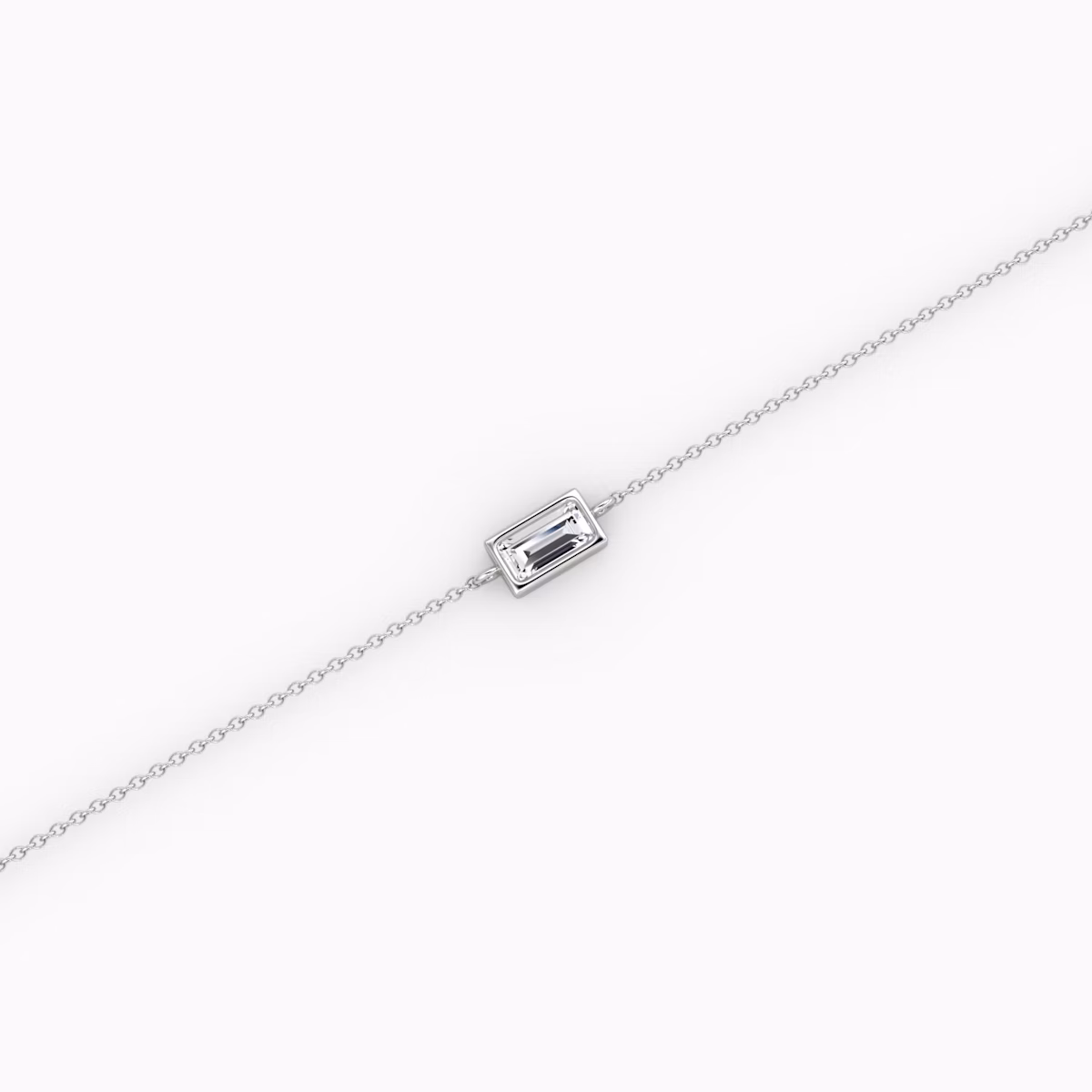 Bezel Solitär Armband | Baguette | 14k | Weißgold | caratWeight: 0.10ct