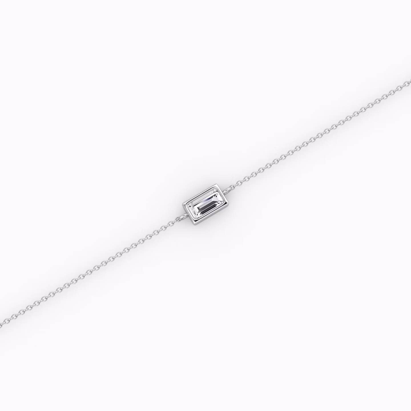 Bezel Solitaire Bracelet | Baguette | 14k | White Gold | caratWeight: 0.10ct