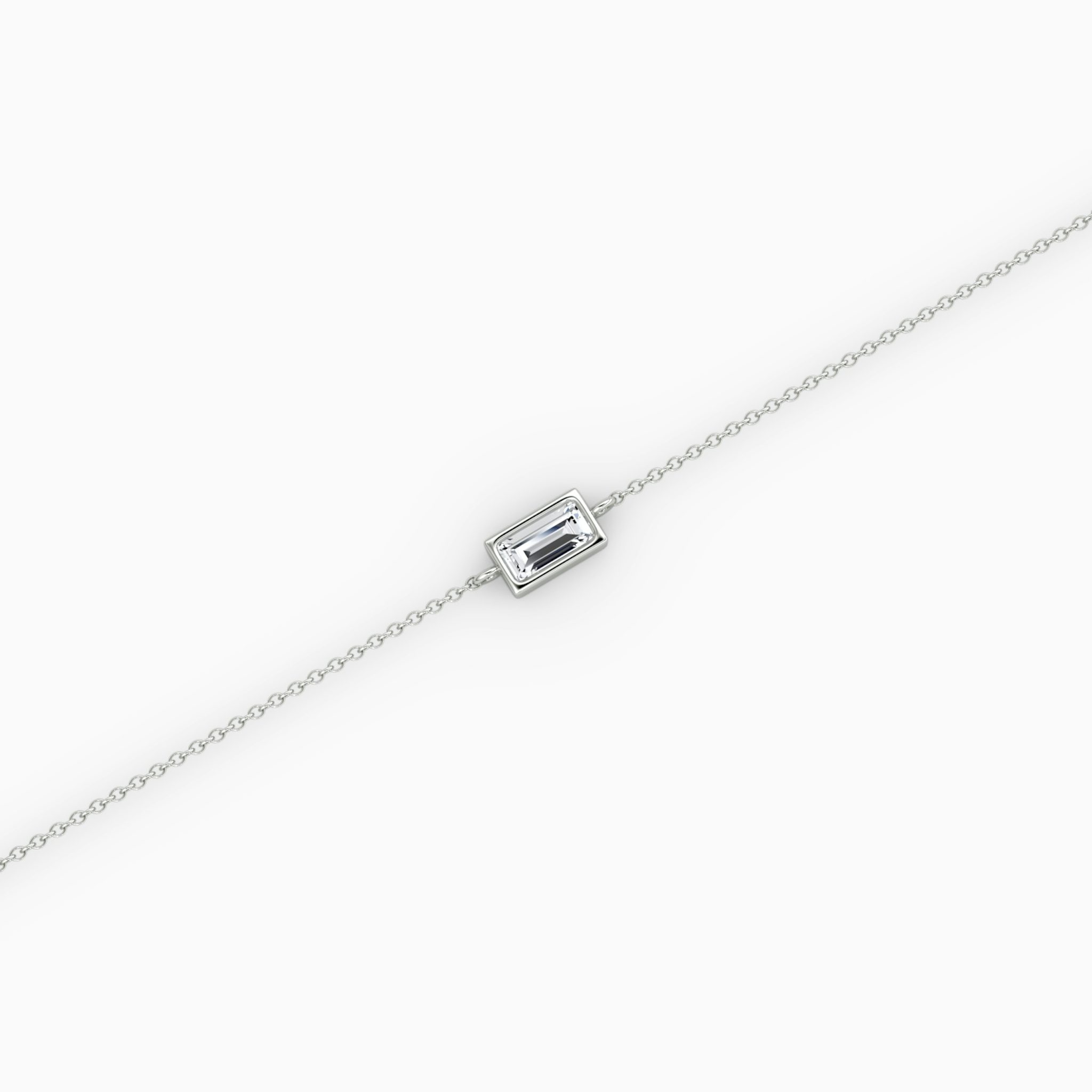 Bezel Solitaire Bracelet | Baguette | 14k | White Gold | caratWeight: 0.10ct