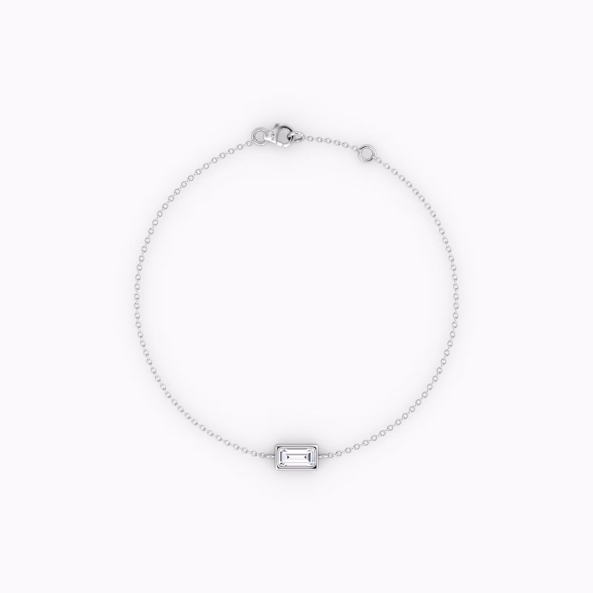 Bezel Solitär Armband | Baguette | 14k | Weißgold | caratWeight: 0.10ct