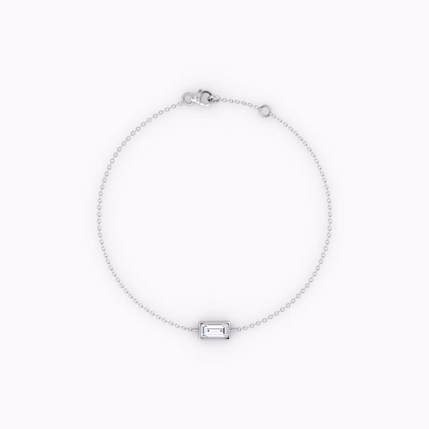 Bezel Solitaire Bracelet | Baguette | 14k | White Gold | caratWeight: 0.10ct