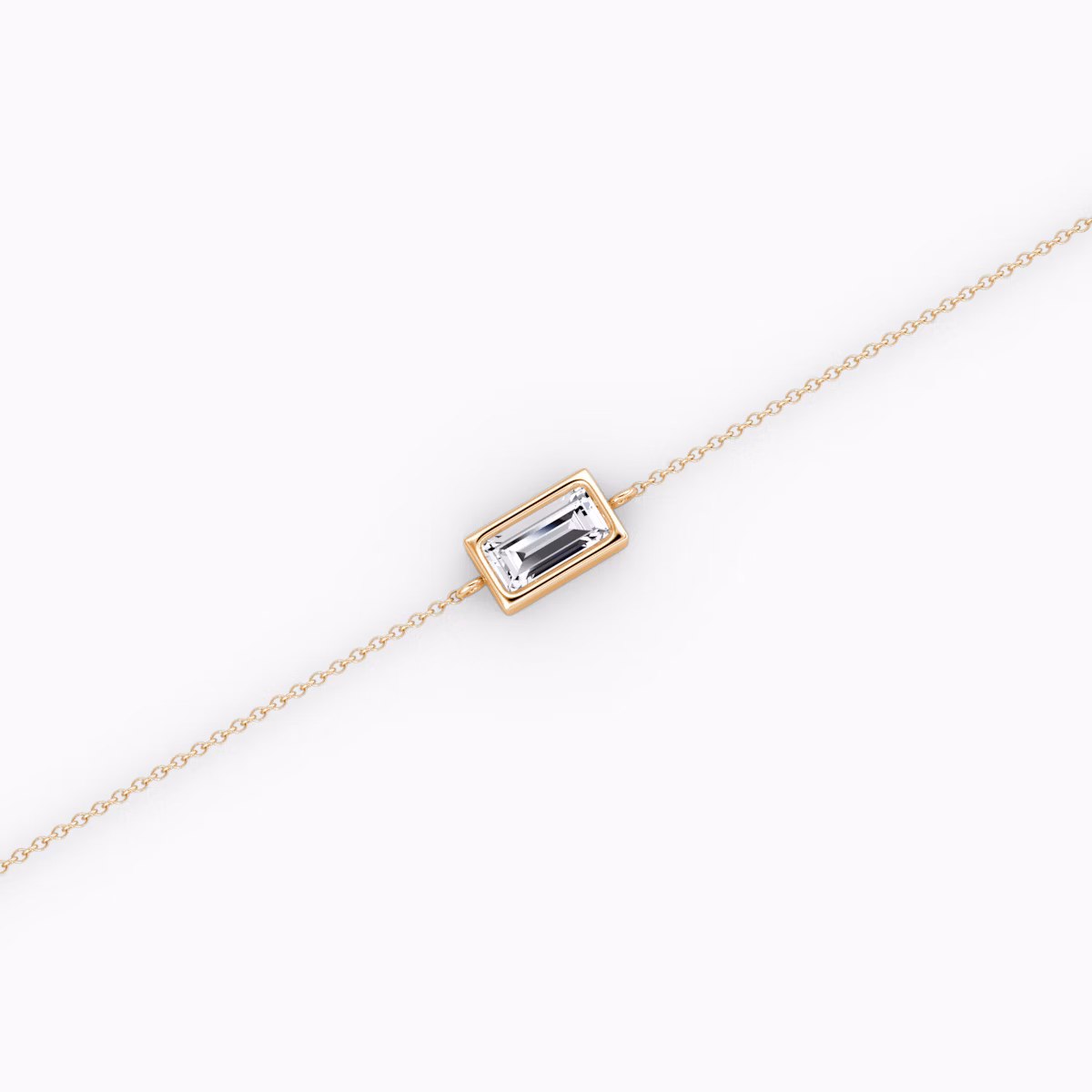 Bezel Solitaire Bracelet | Baguette | 14k | Rose Gold | caratWeight: 0.25ct