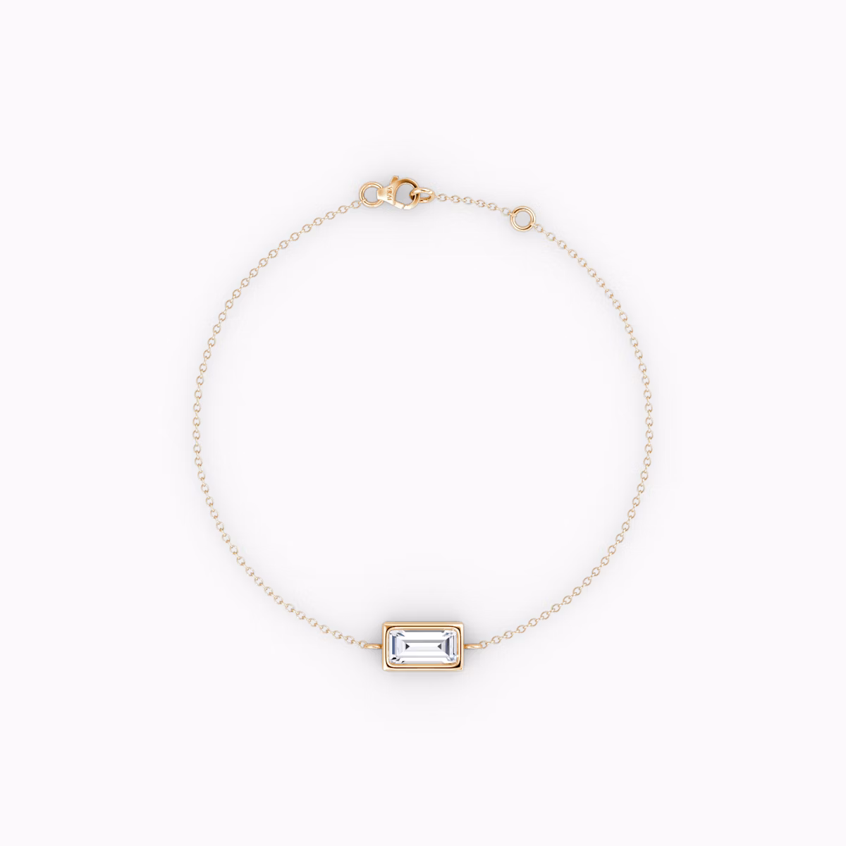 Bezel Solitaire Bracelet | Baguette | 14k | Rose Gold | caratWeight: 0.25ct