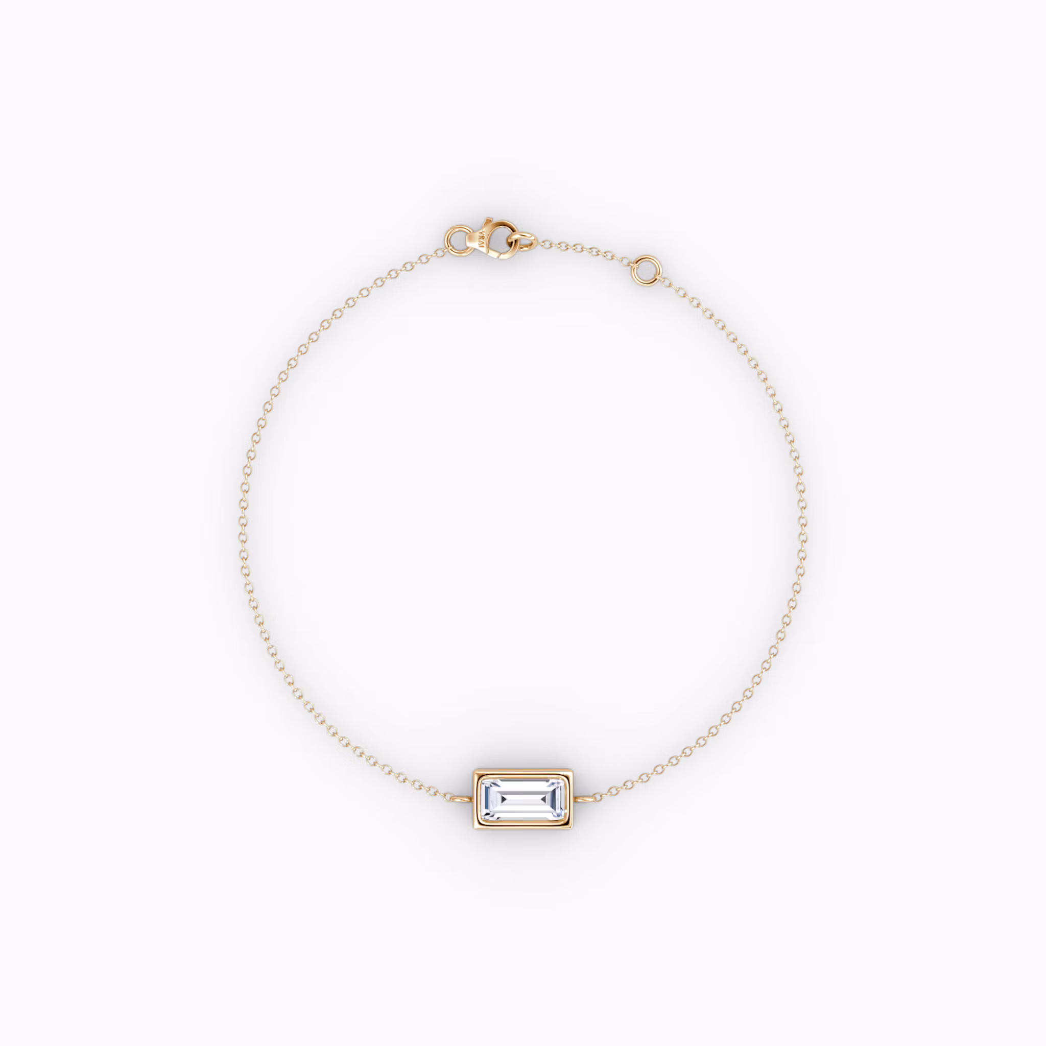 Bezel Solitaire Bracelet Baguette | Rose Gold