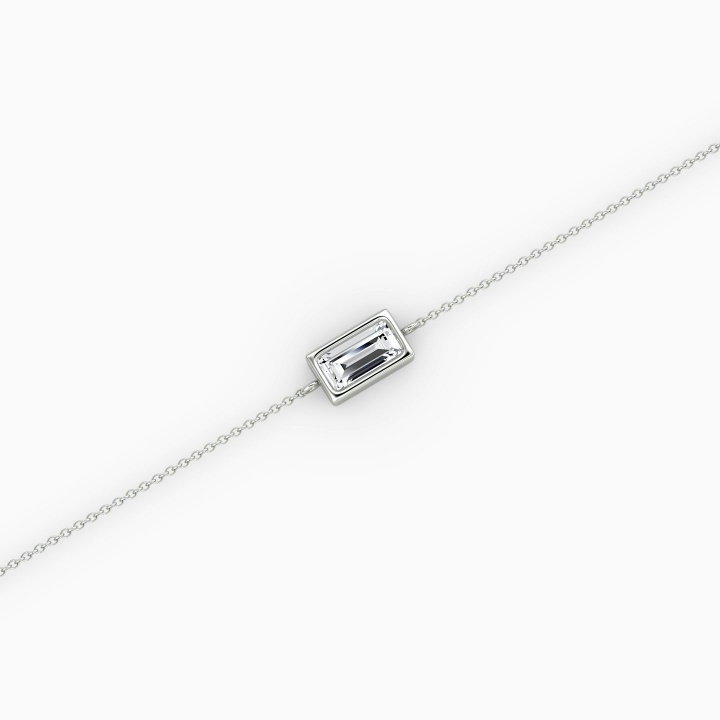 Bezel Solitaire Bracelet | Baguette | 14k | White Gold | caratWeight: 0.25ct