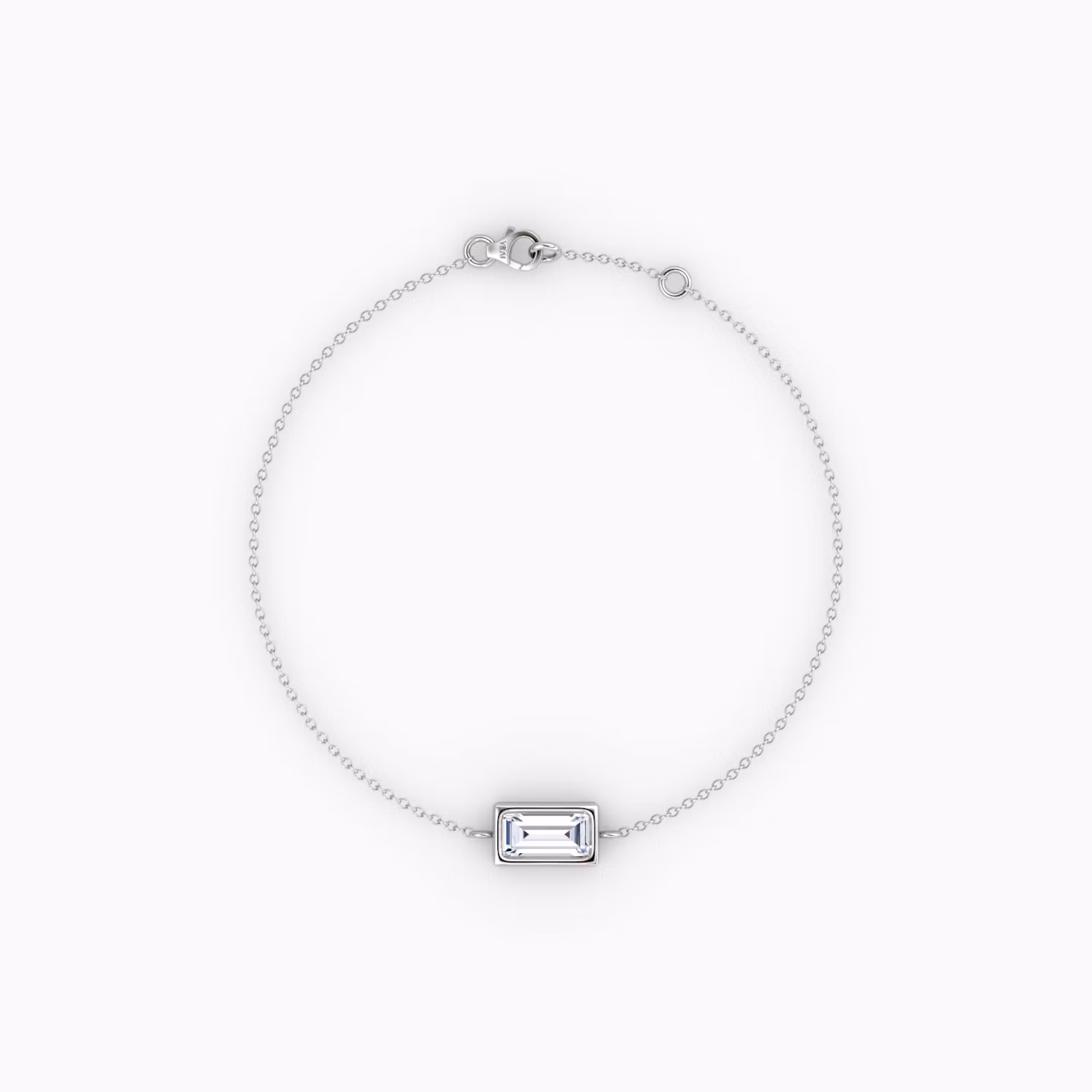 Bezel Solitär Armband Baguette | White Gold