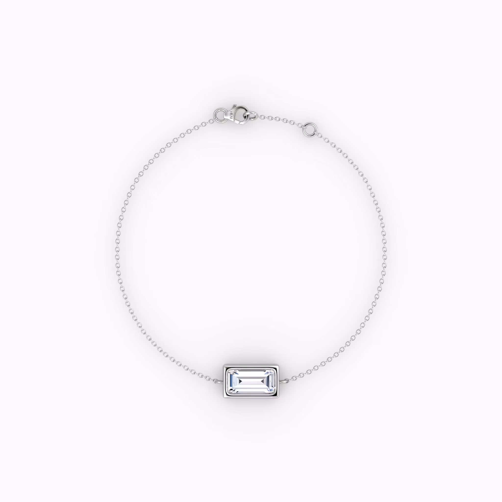 Bezel Solitaire Bracelet Baguette | White Gold