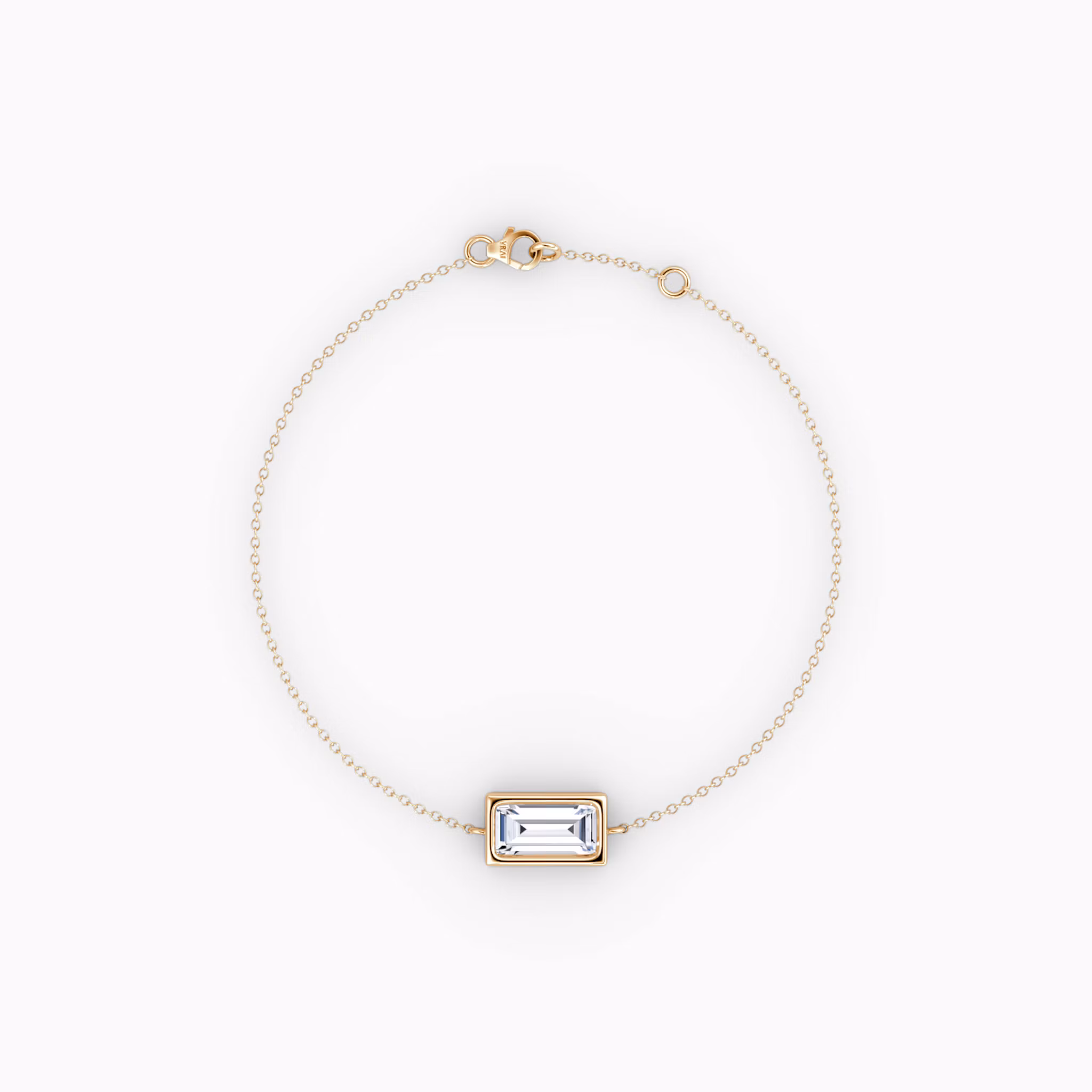 Bezel Solitaire Bracelet Baguette | Rose Gold