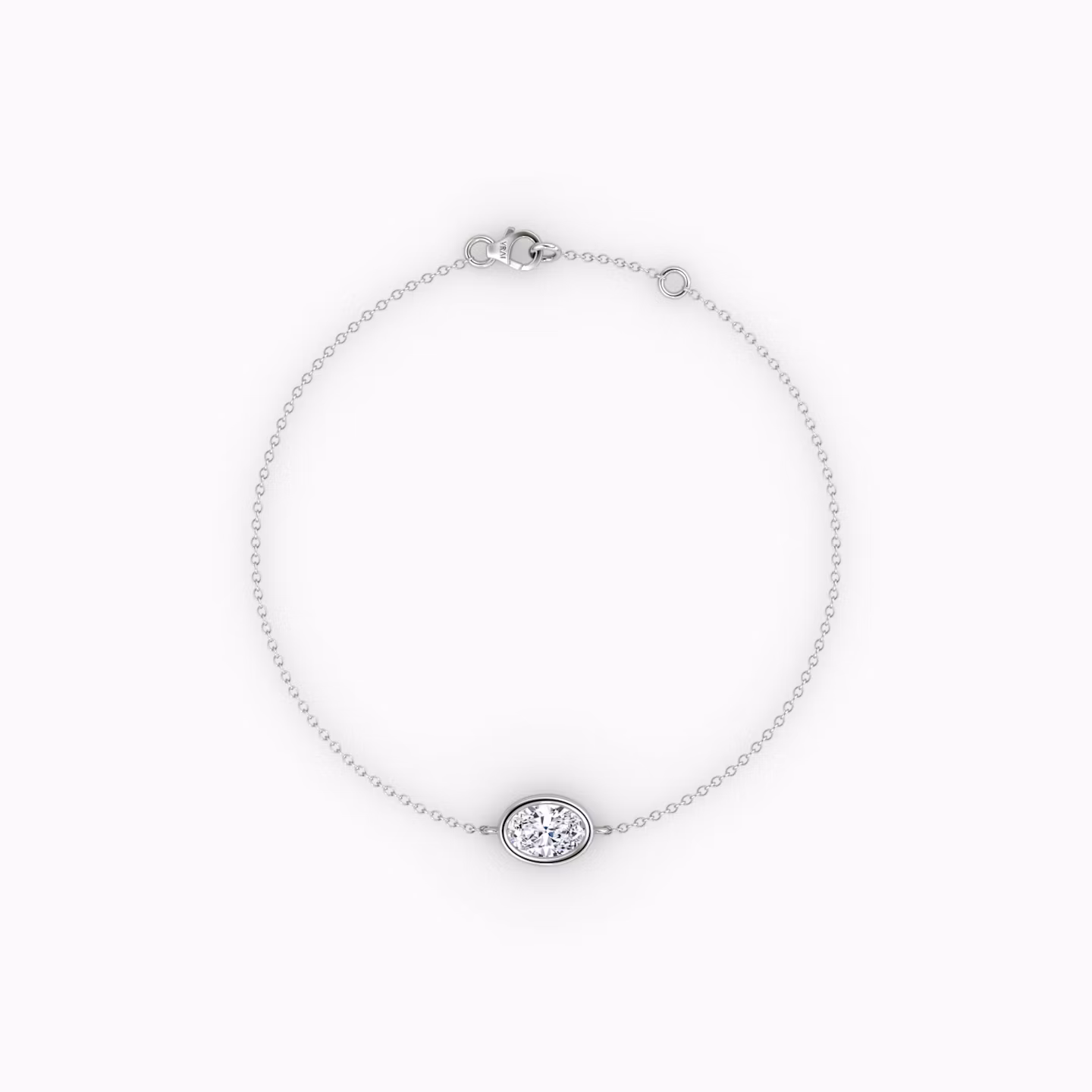Bezel Solitaire Bracelet Oval | White Gold