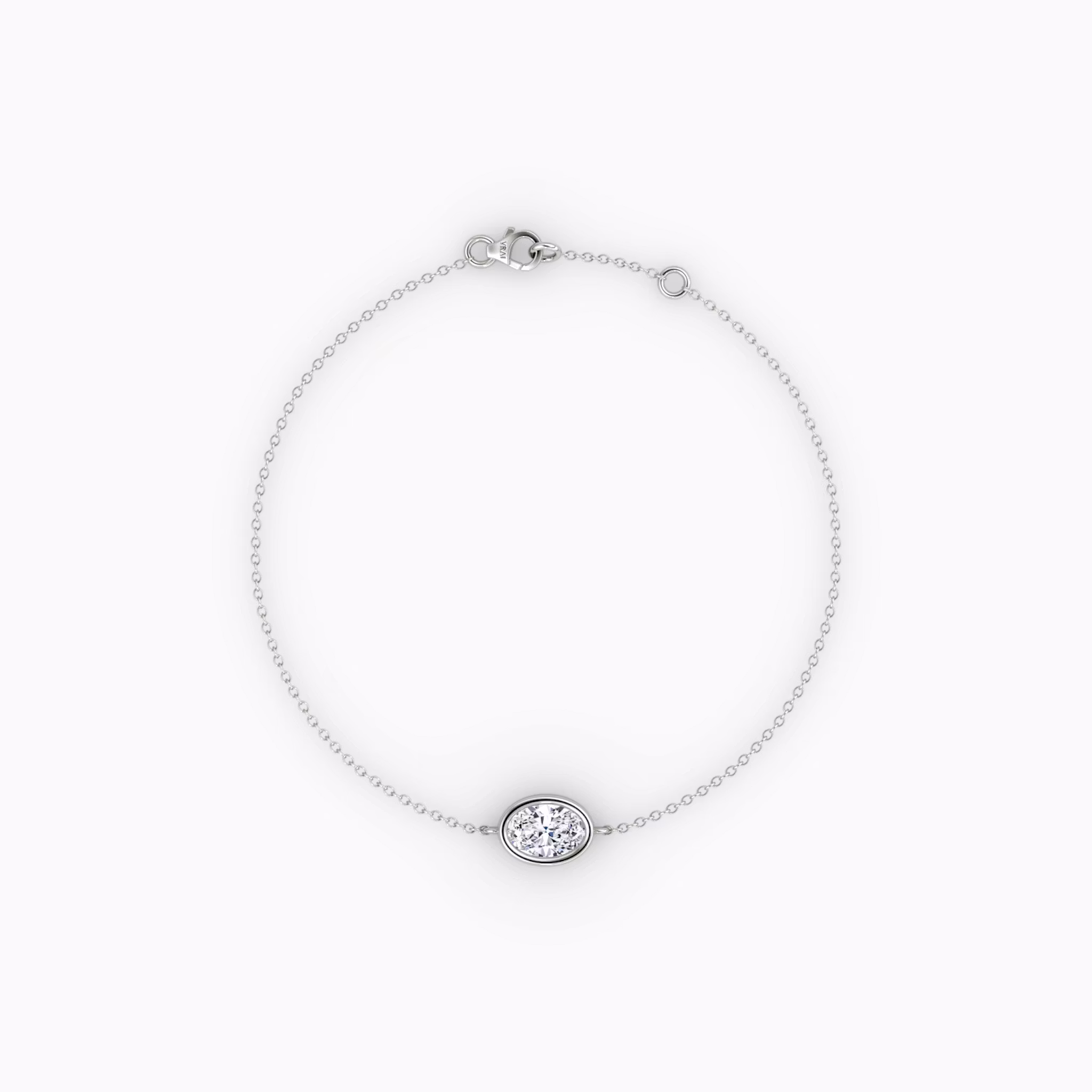 Bezel Solitaire Bracelet Oval | White Gold