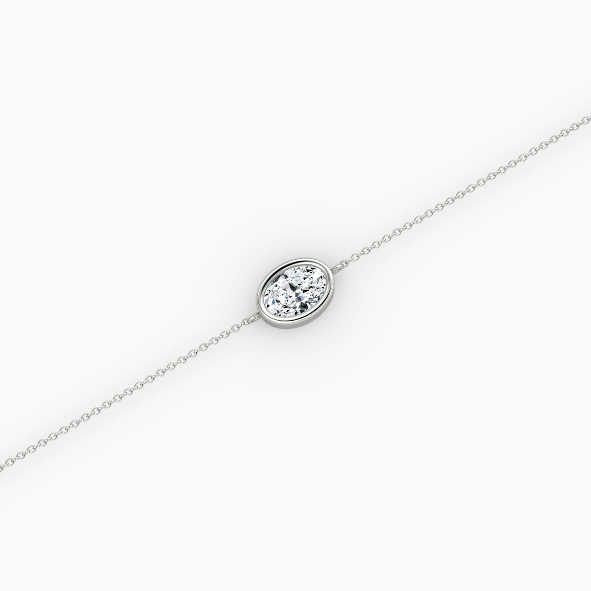 Bezel Solitaire Bracelet | Oval | 14k | White Gold | caratWeight: 0.50ct