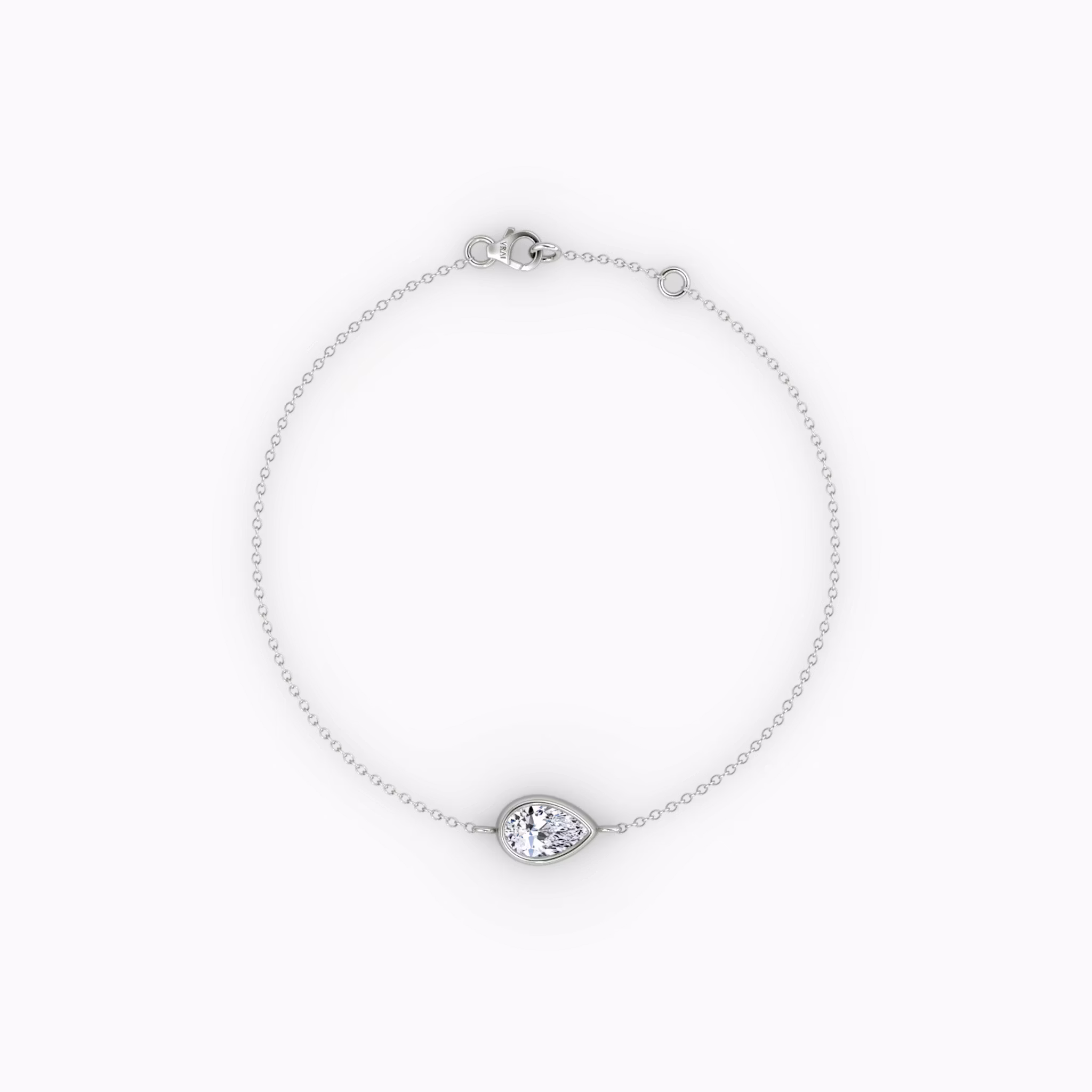 Bezel Solitaire Bracelet Pear | White Gold