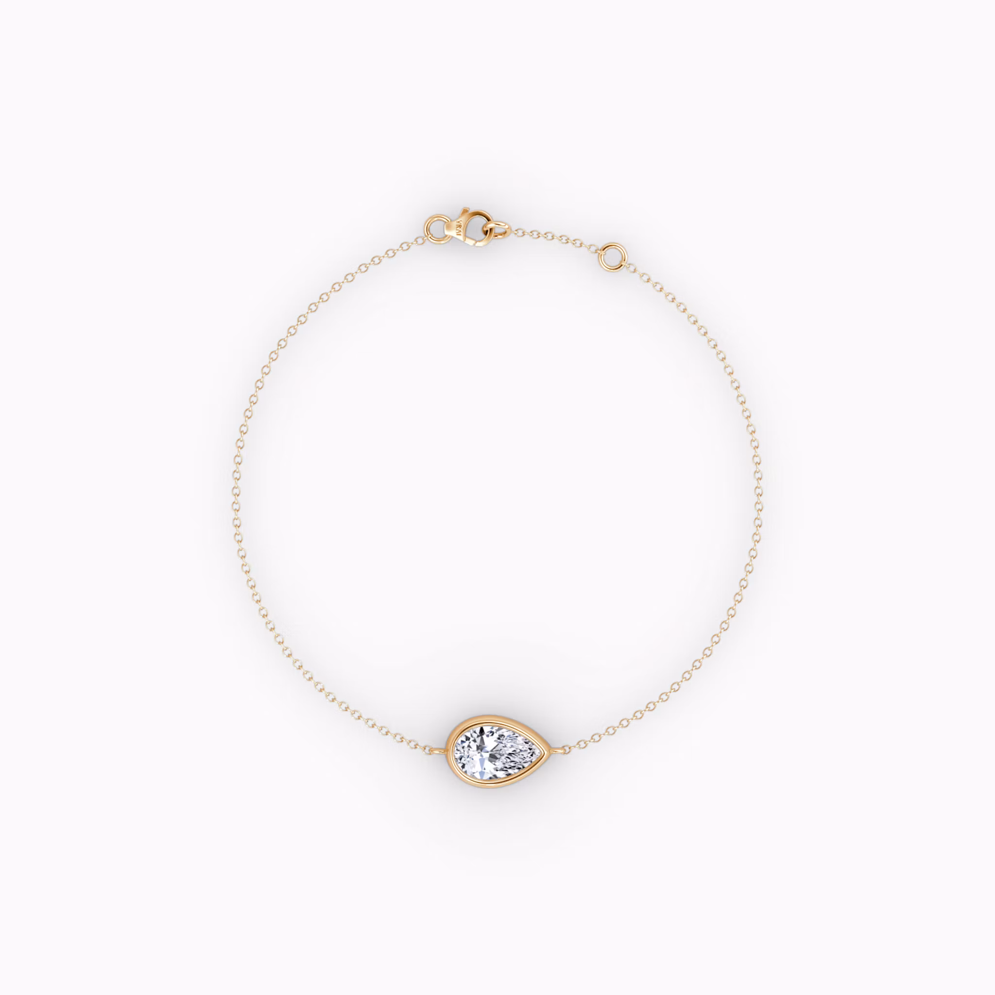 Bezel Solitaire Bracelet Pear | Rose Gold