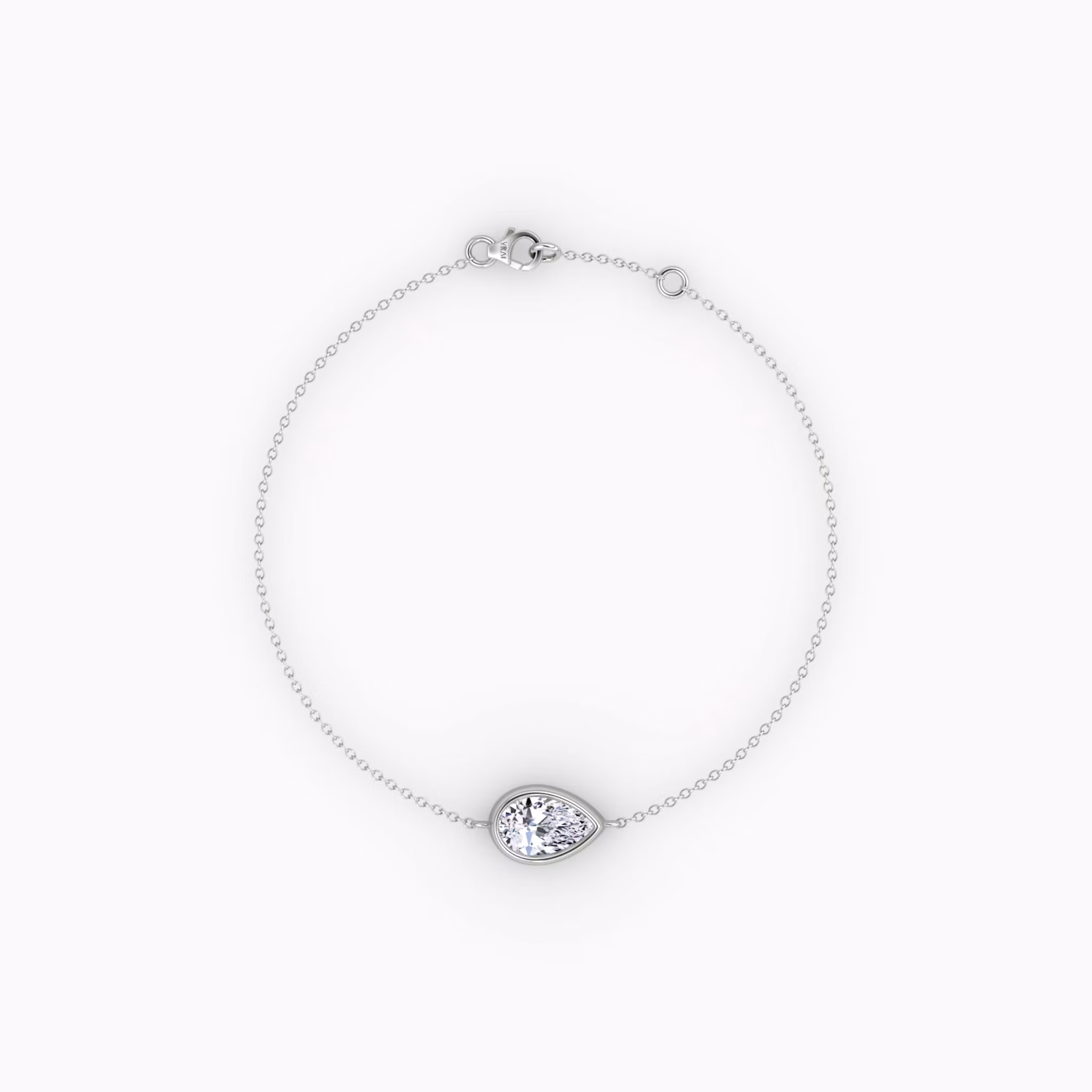Bezel Solitaire Bracelet Pear | White Gold