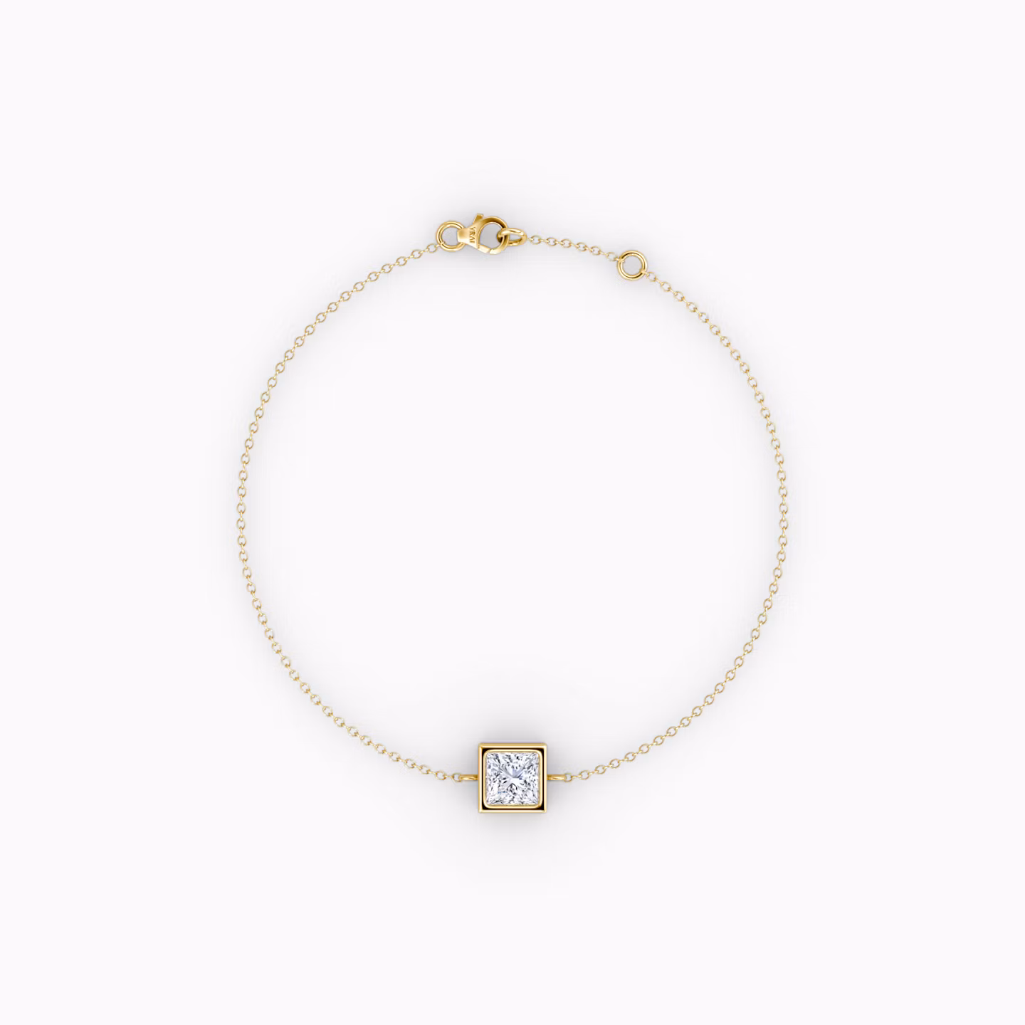Bezel Solitaire Bracelet Princess | Yellow Gold