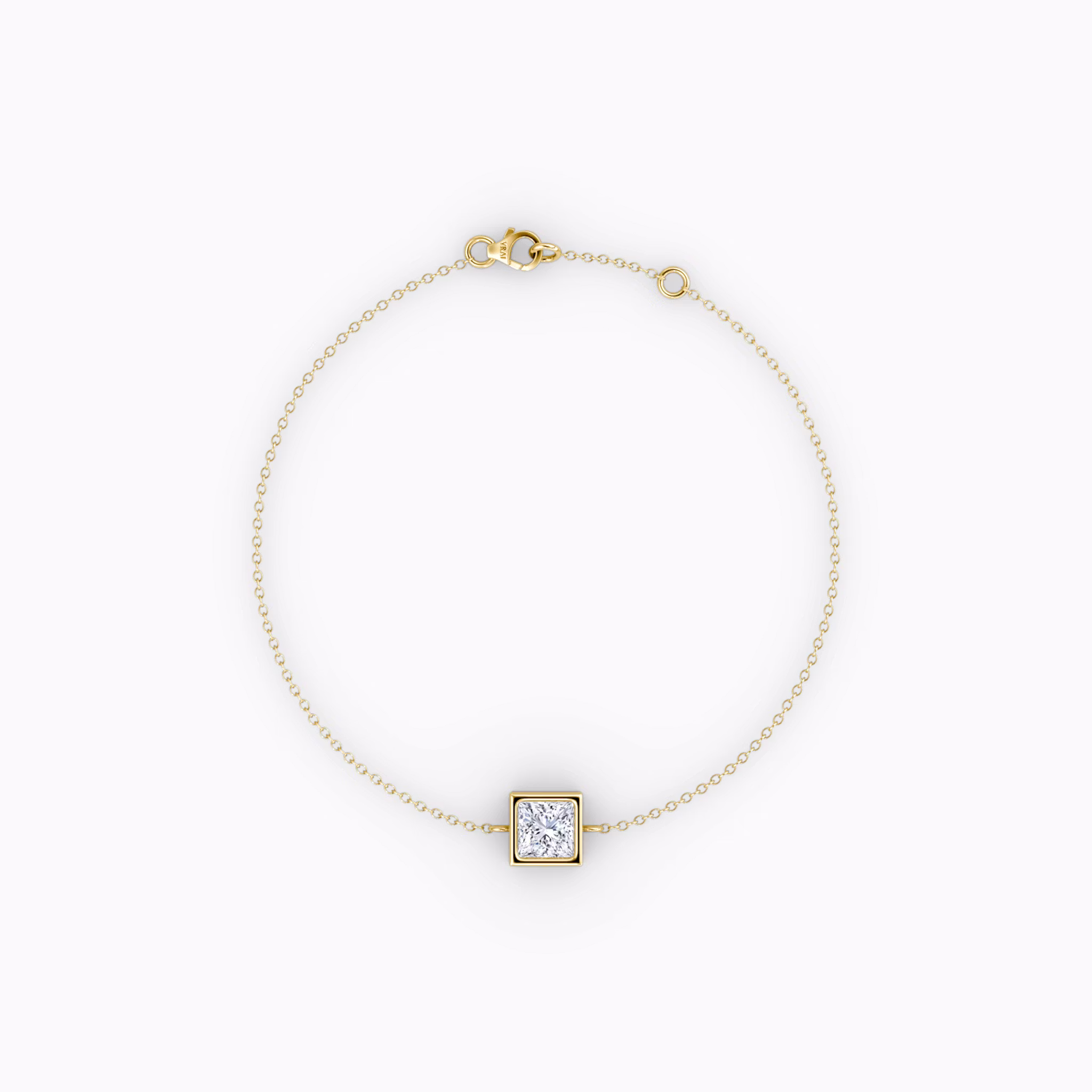 Bezel Solitaire Bracelet Princess | Yellow Gold