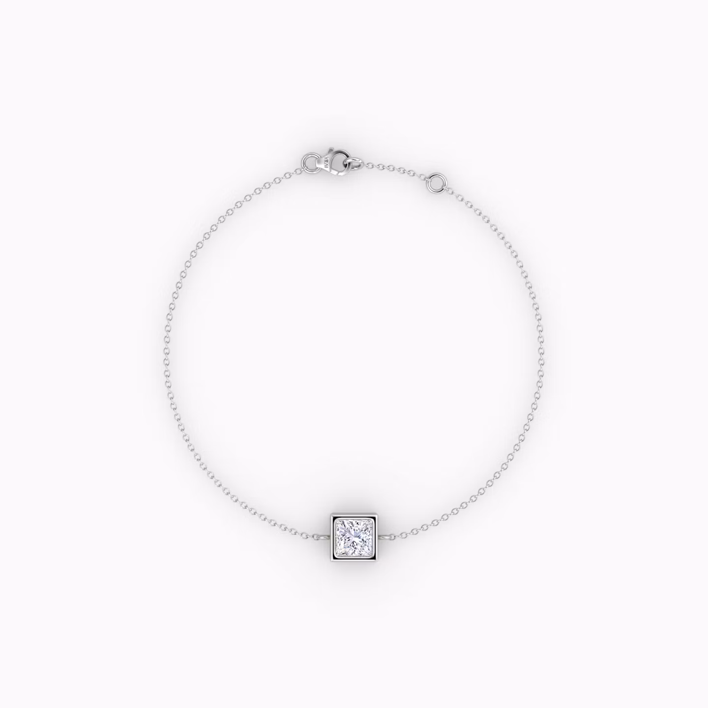 Bezel Solitaire Bracelet Princess | White Gold