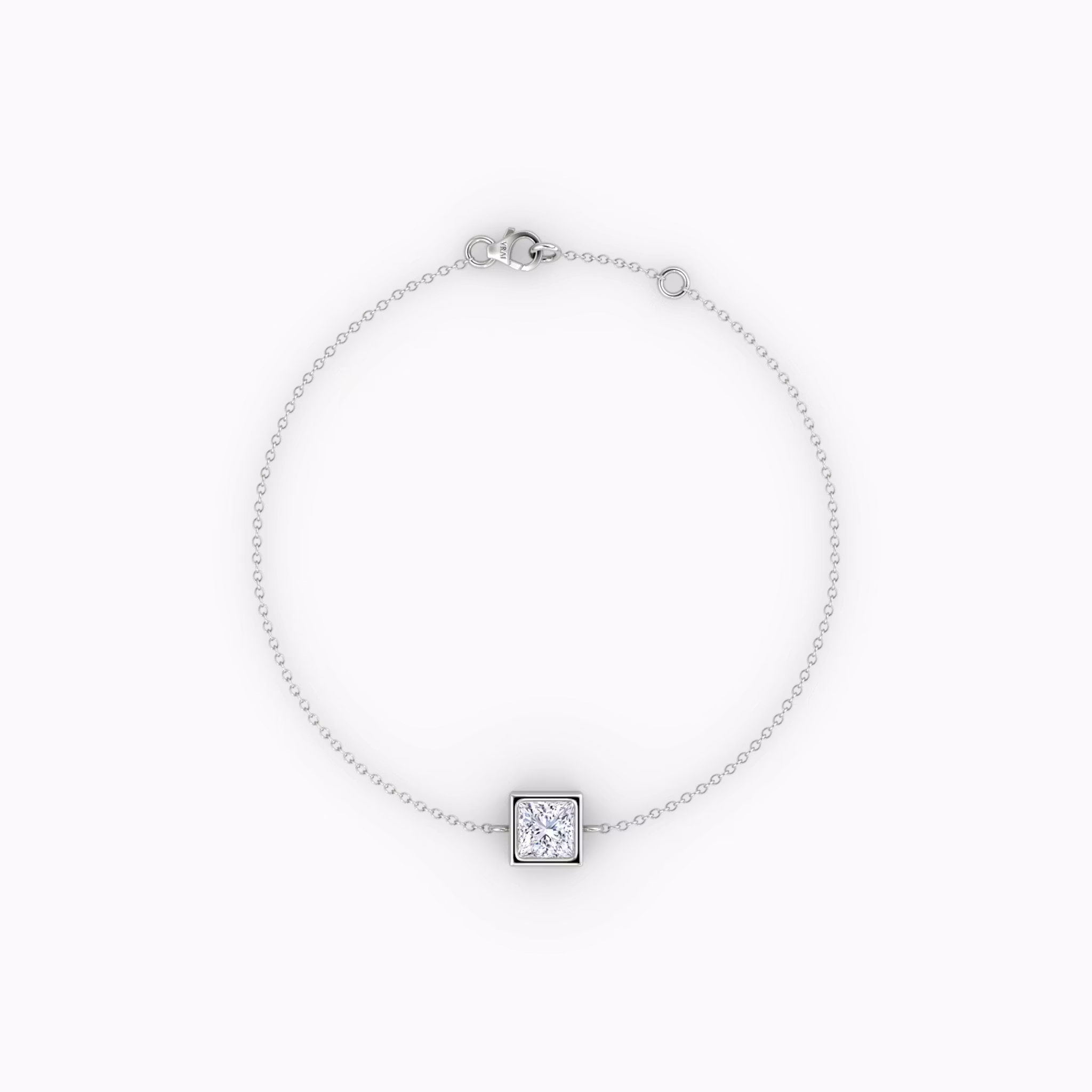 Bezel Solitaire Bracelet Princess | White Gold