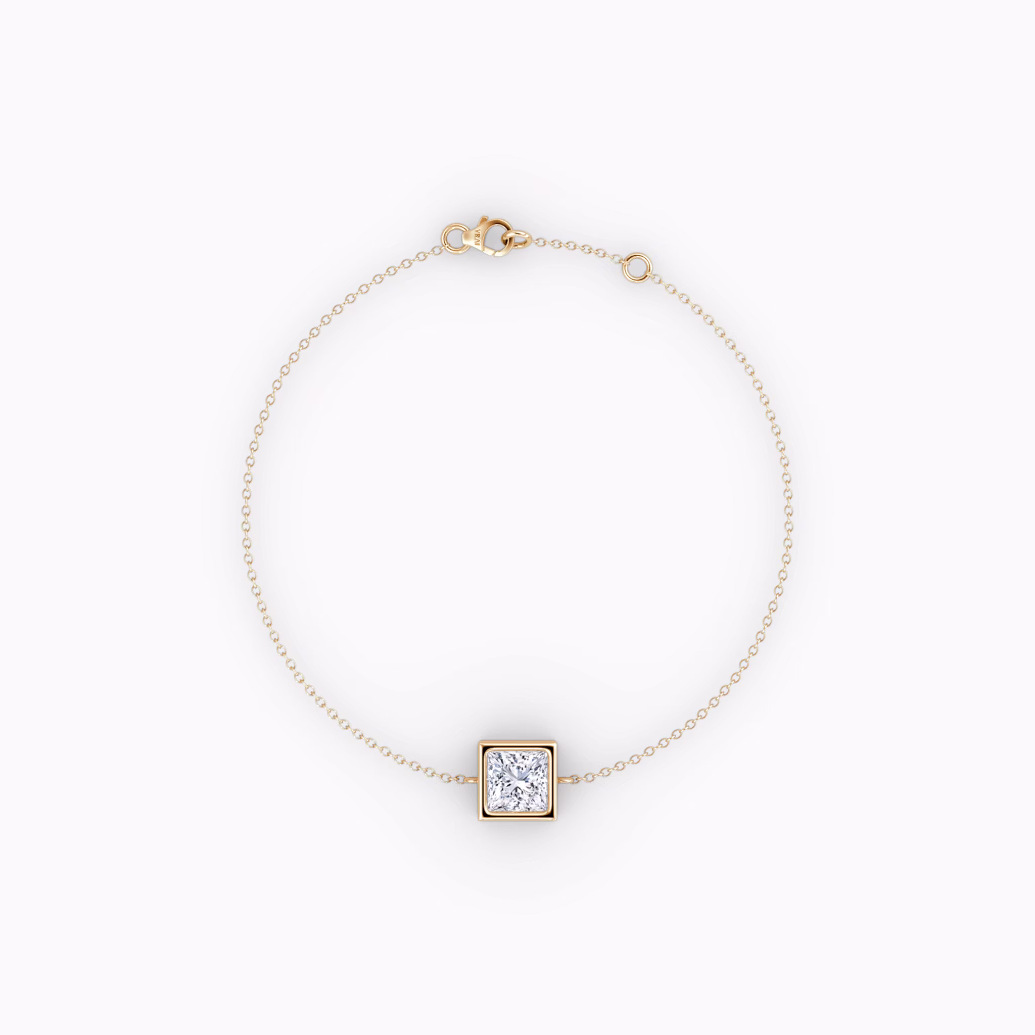 Bezel Solitaire Bracelet Princess | Rose Gold
