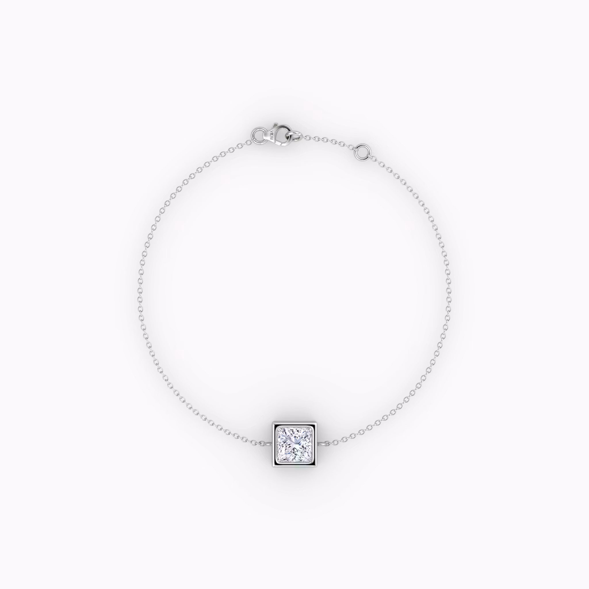 Bezel Solitaire Bracelet Princess | White Gold