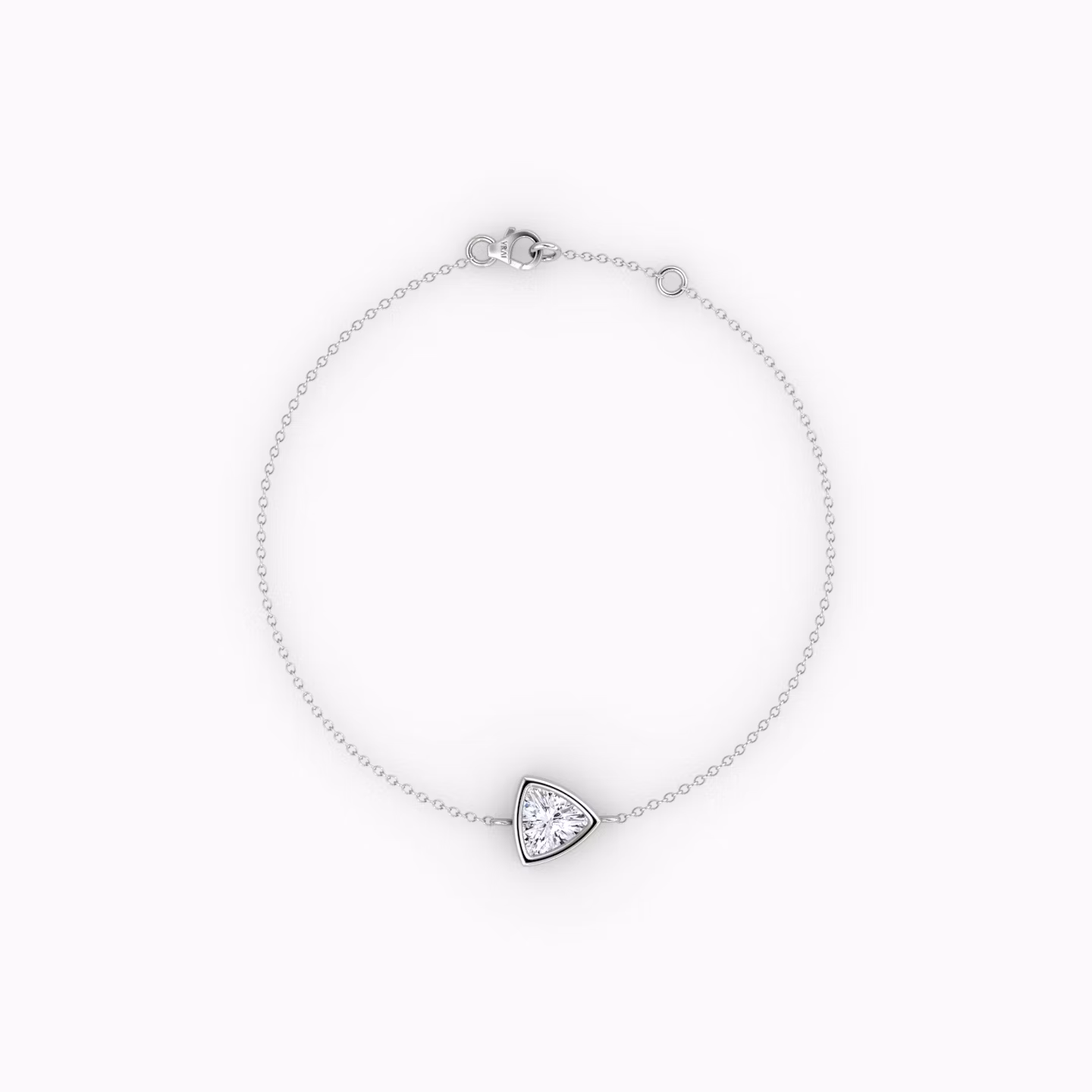 Bezel Solitaire Bracelet Trillion | White Gold