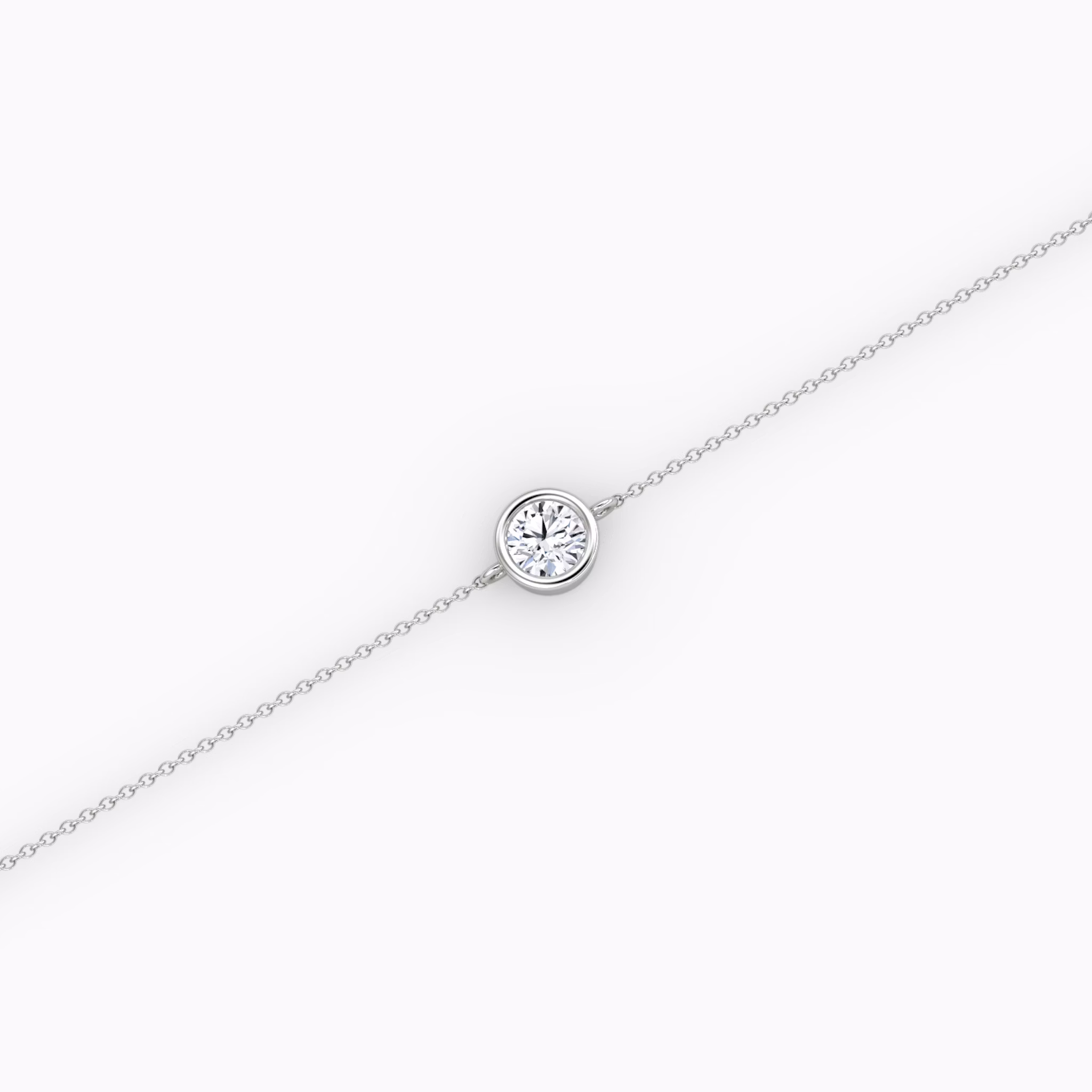 Bezel Solitaire Bracelet | Round Brilliant | 14k | White Gold | caratWeight: 0.10ct