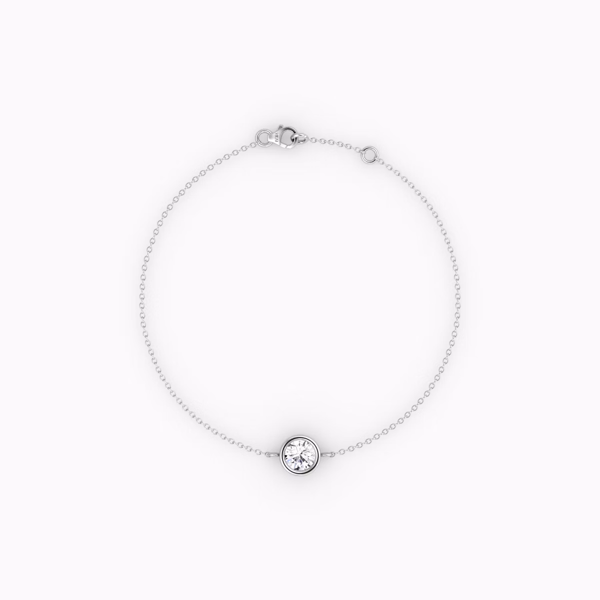 Bezel Solitär Armband | Rund | 14k | Weißgold | caratWeight: 0.10ct