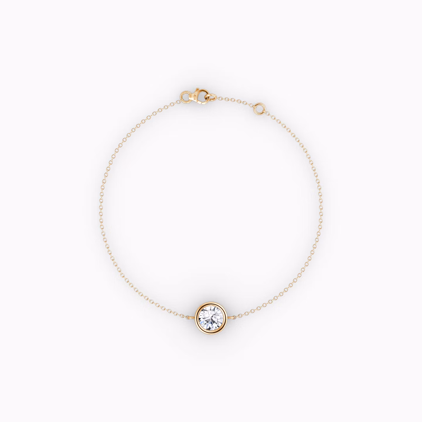 Bezel Solitaire Bracelet Round Brilliant | Rose Gold