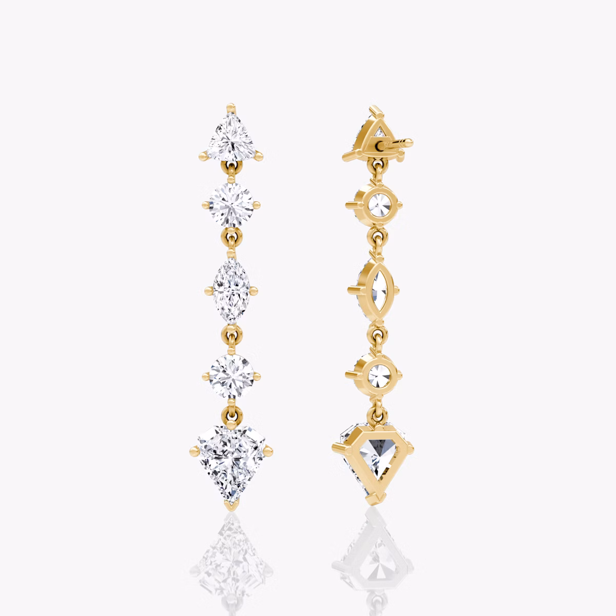 Mixed Drop Shield Earring | Shield | 14k | Yellow Gold