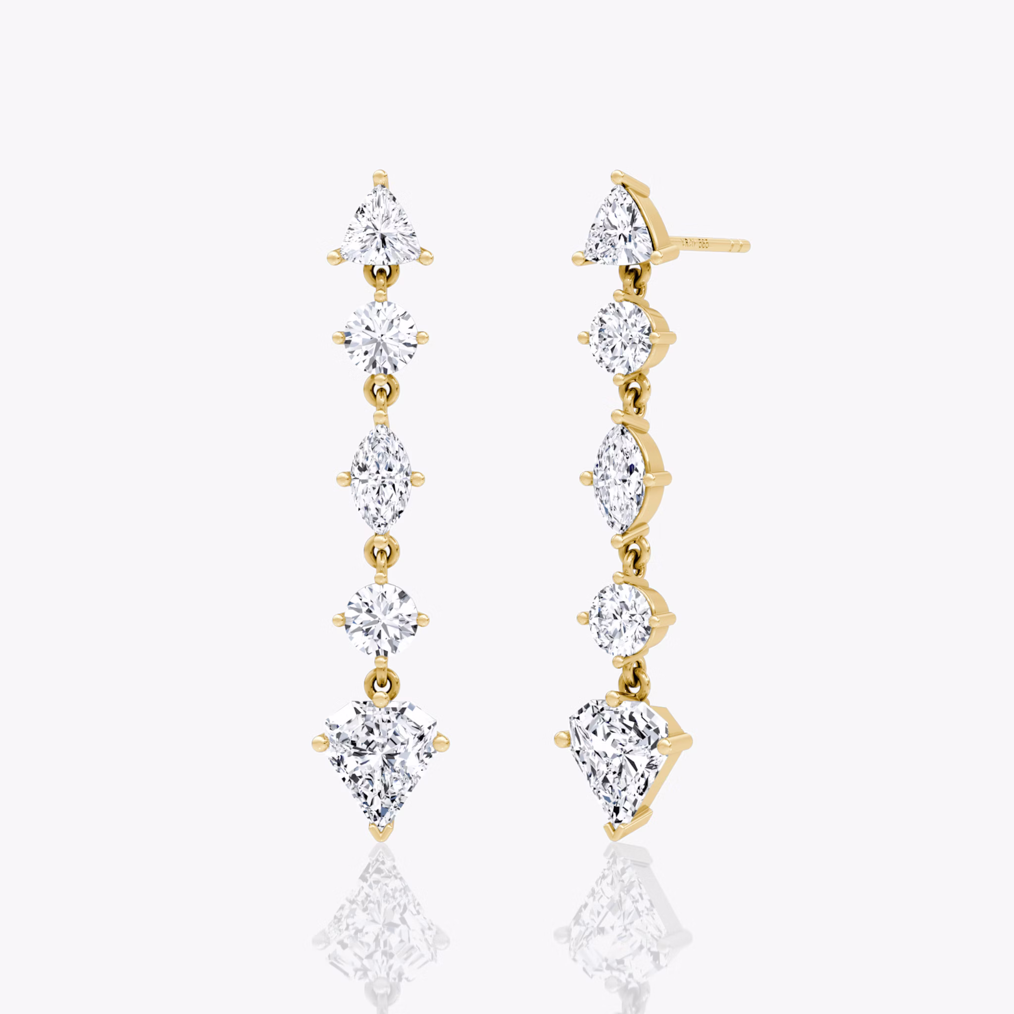 Mixed Drop Shield Earring | Shield | 14k | Yellow Gold