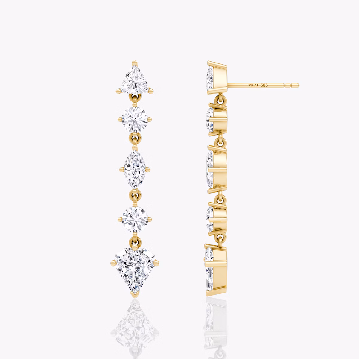 Mixed Drop Shield Earring | Shield | 14k | Yellow Gold