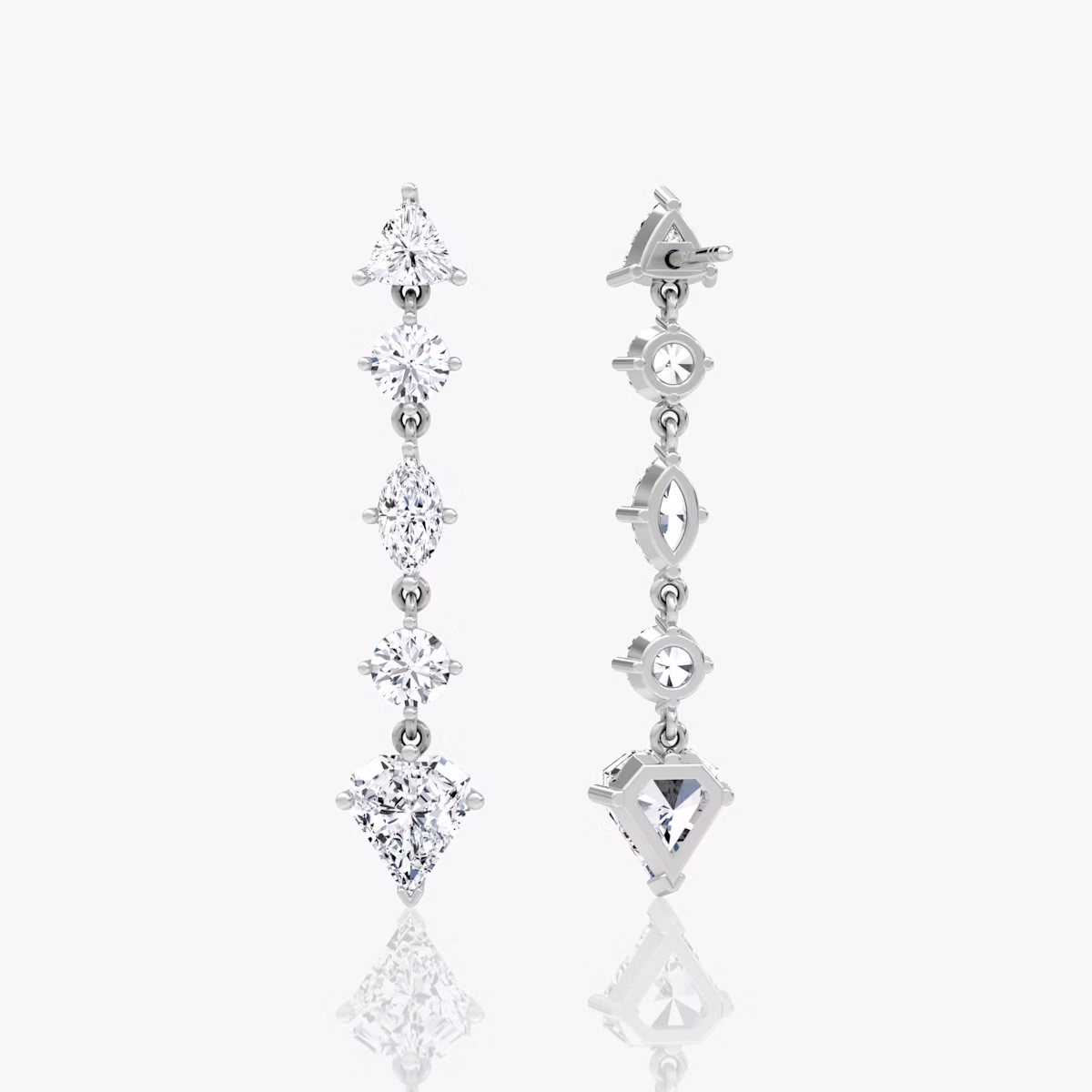 Mixed Drop Shield Earring | Shield | 14k | White Gold