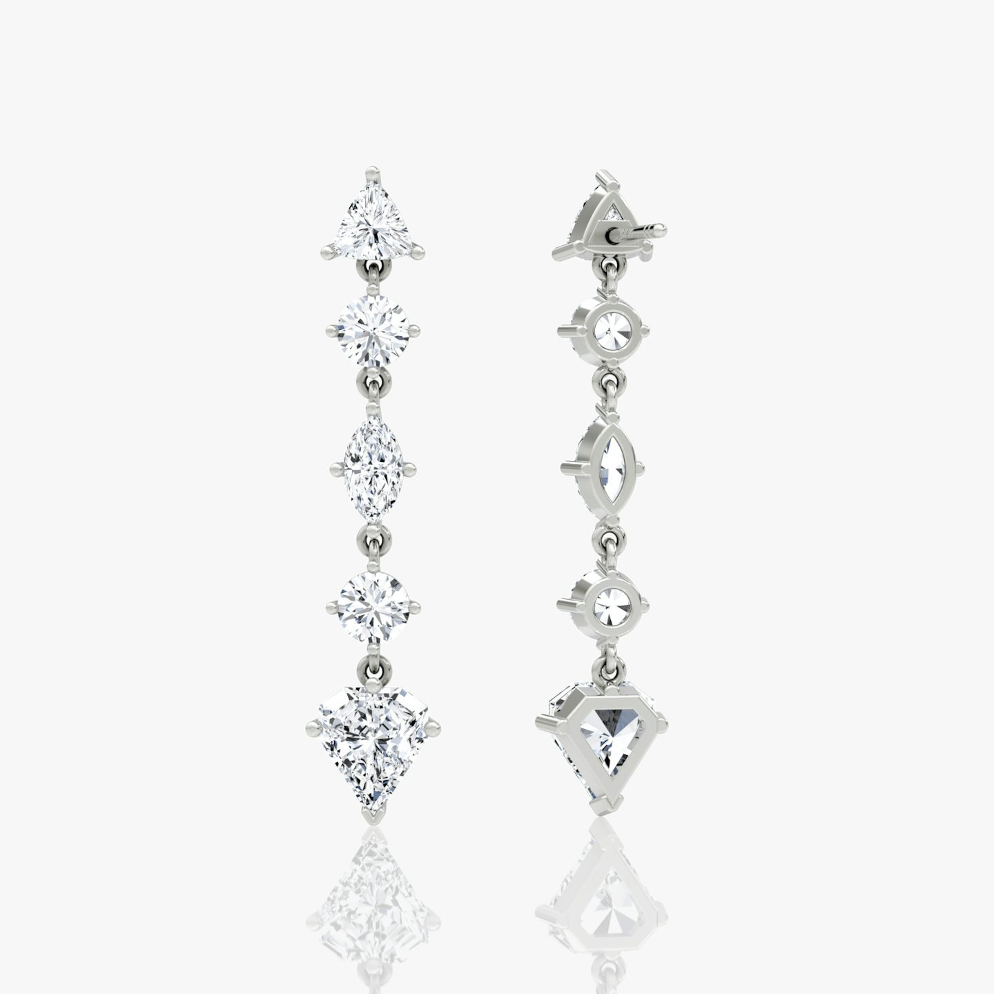 Mixed Drop Shield Earring | Shield | 14k | White Gold
