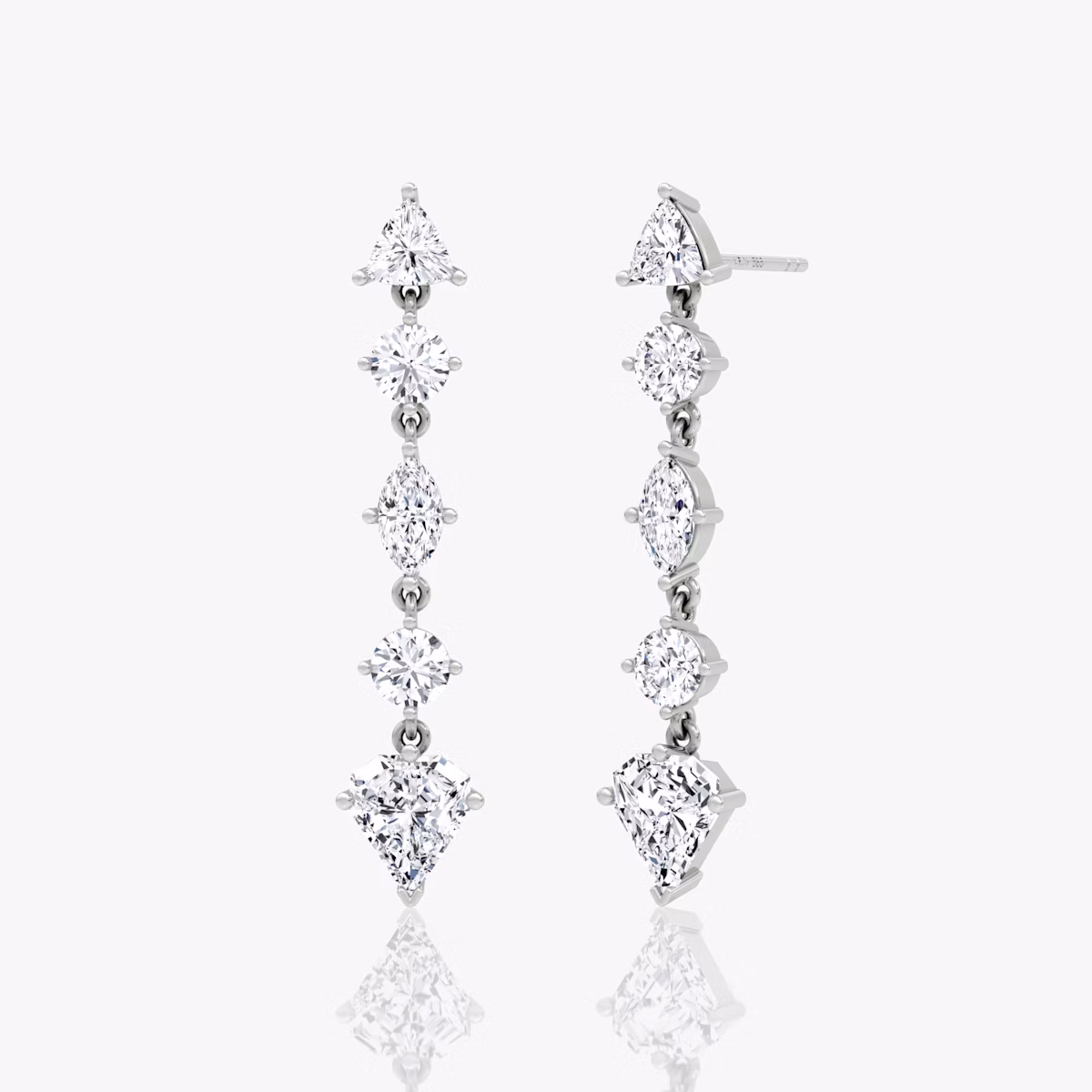 Mixed Drop Shield Earring | Shield | 14k | White Gold